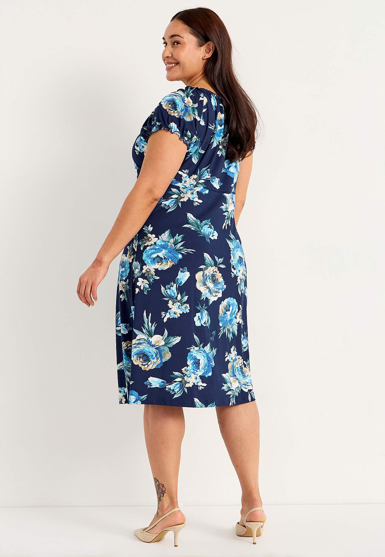 Patterned off-shoulder dress