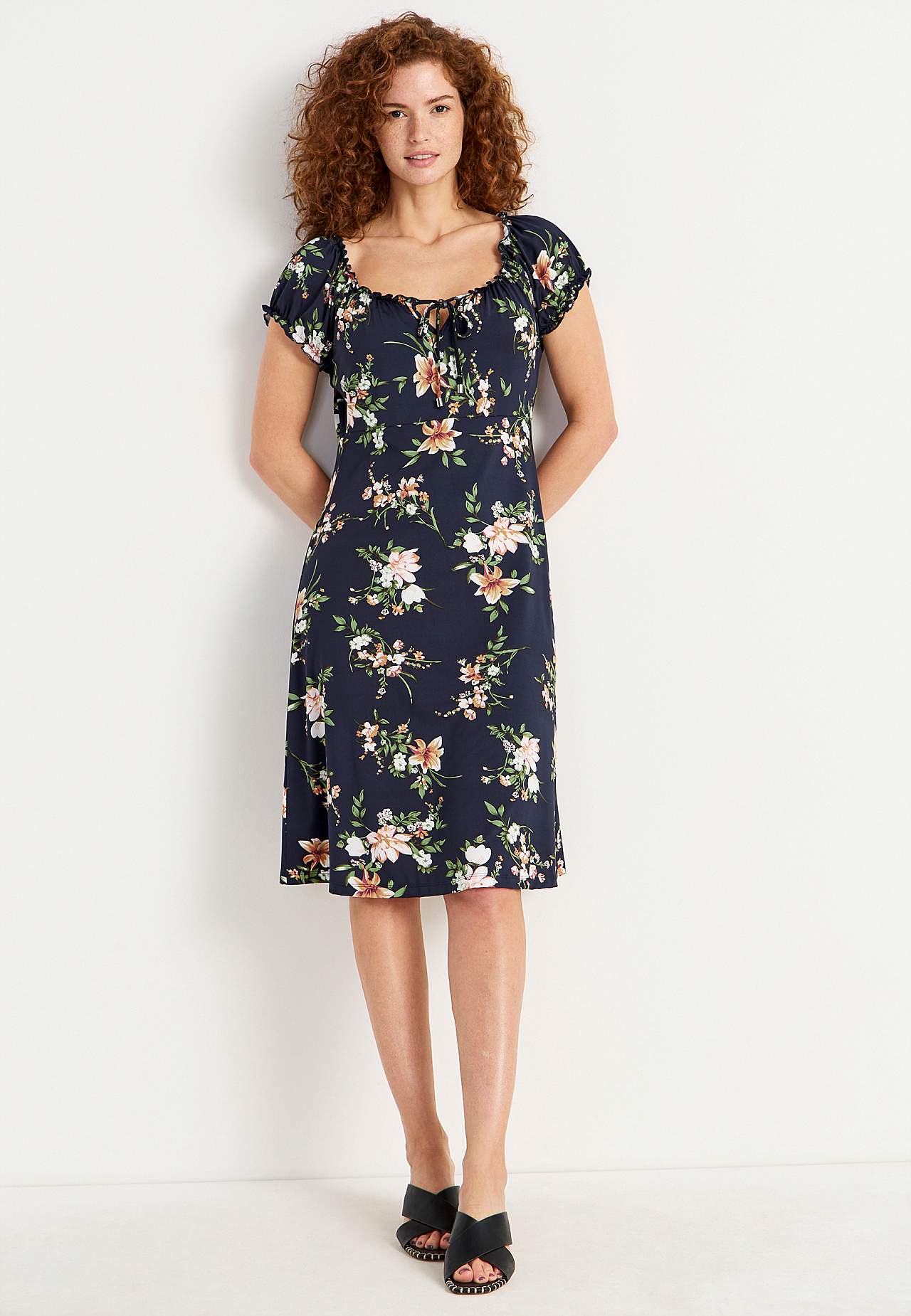 Patterned off-shoulder dress