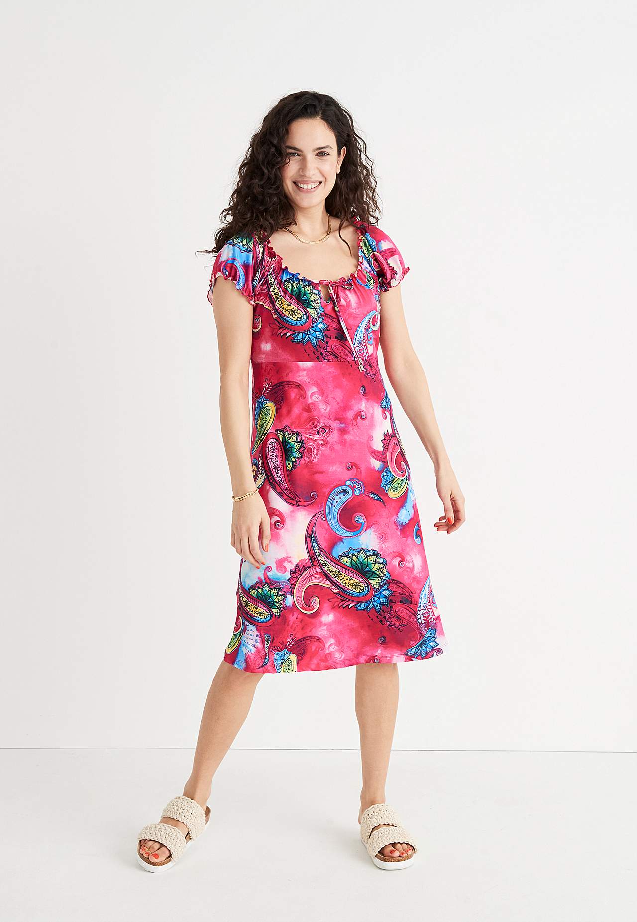 Patterned off-shoulder dress