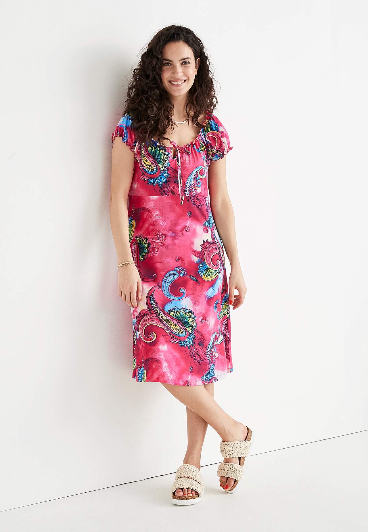Patterned off-shoulder dress