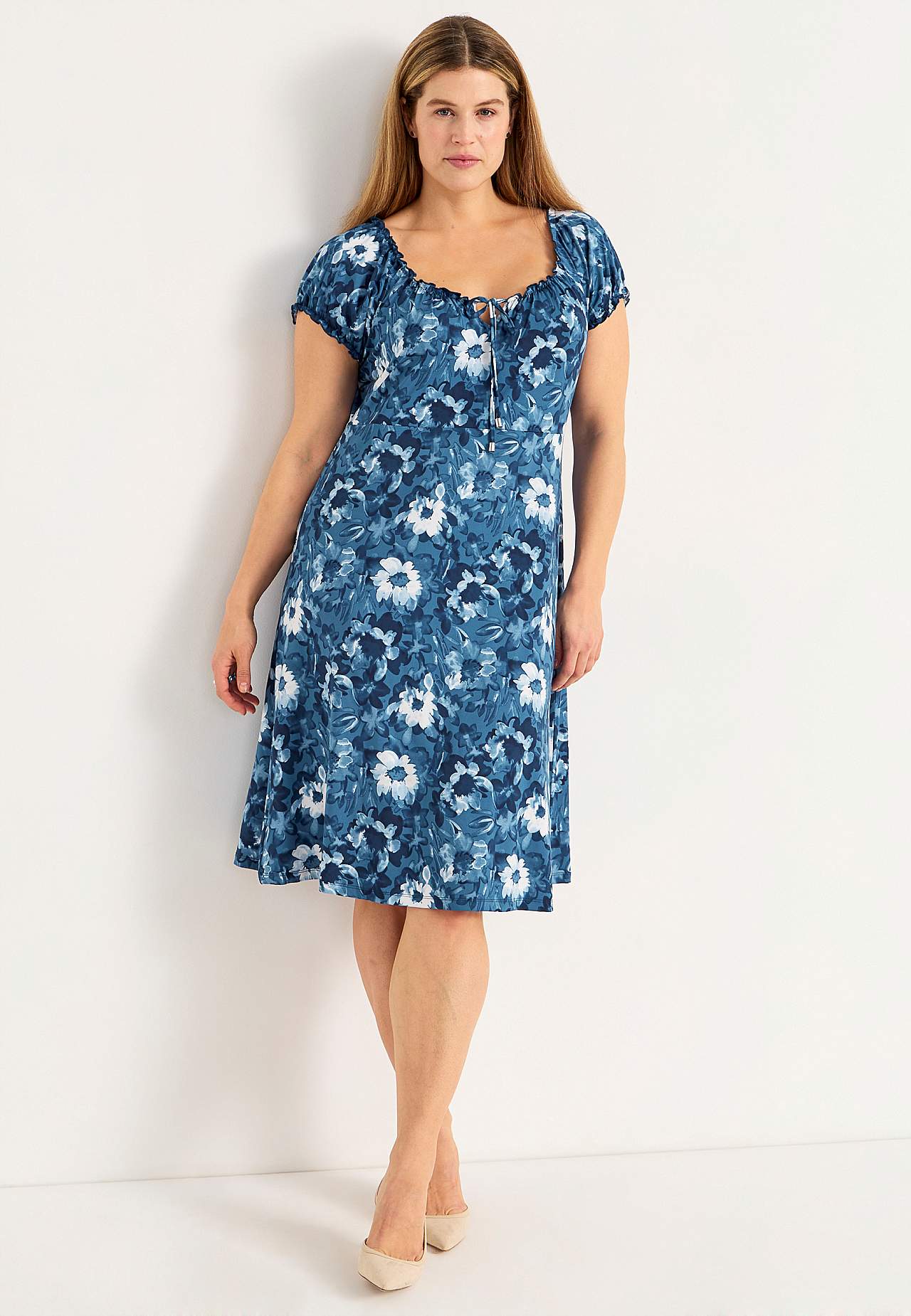 Patterned off-shoulder dress
