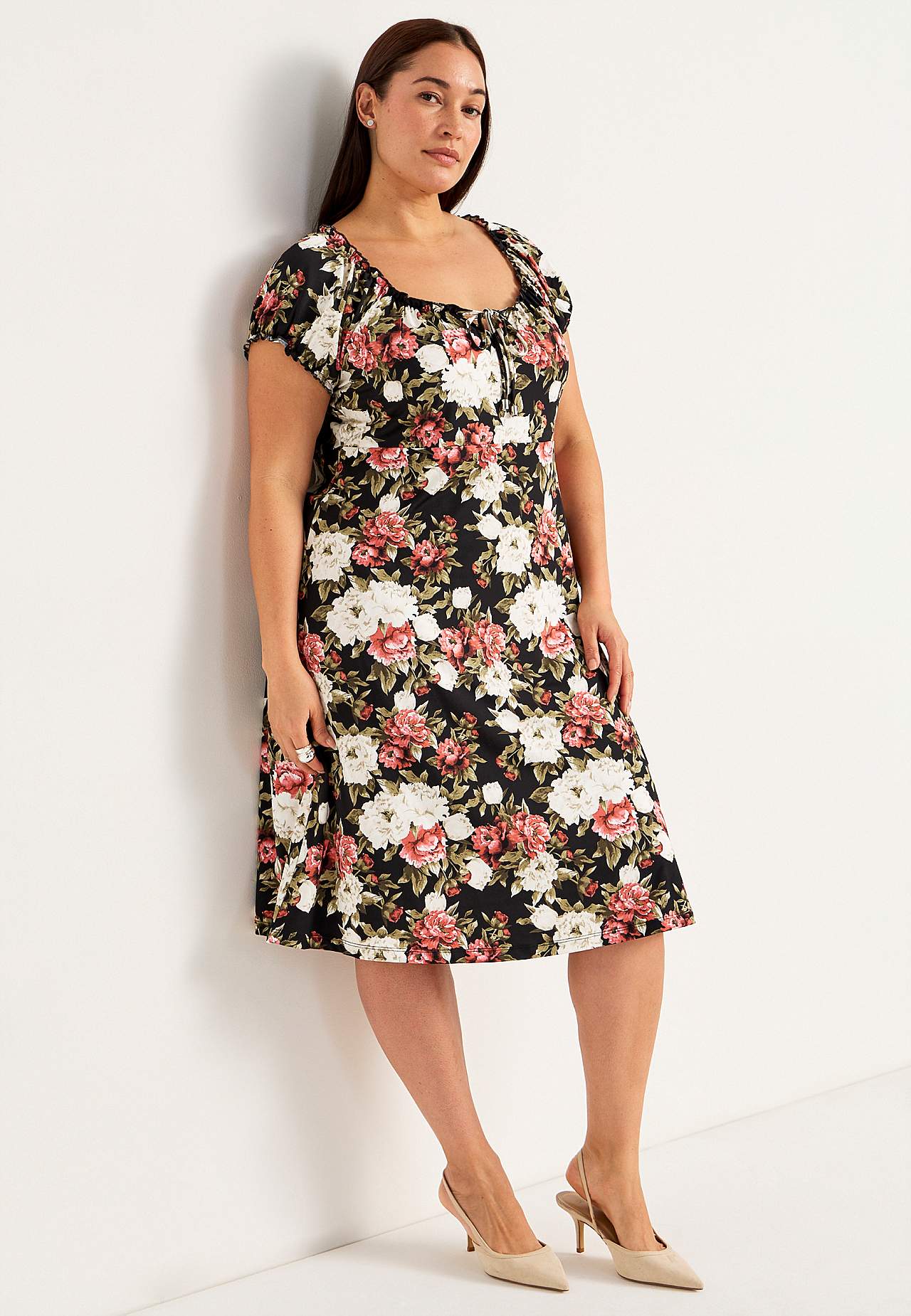 Patterned off-shoulder dress