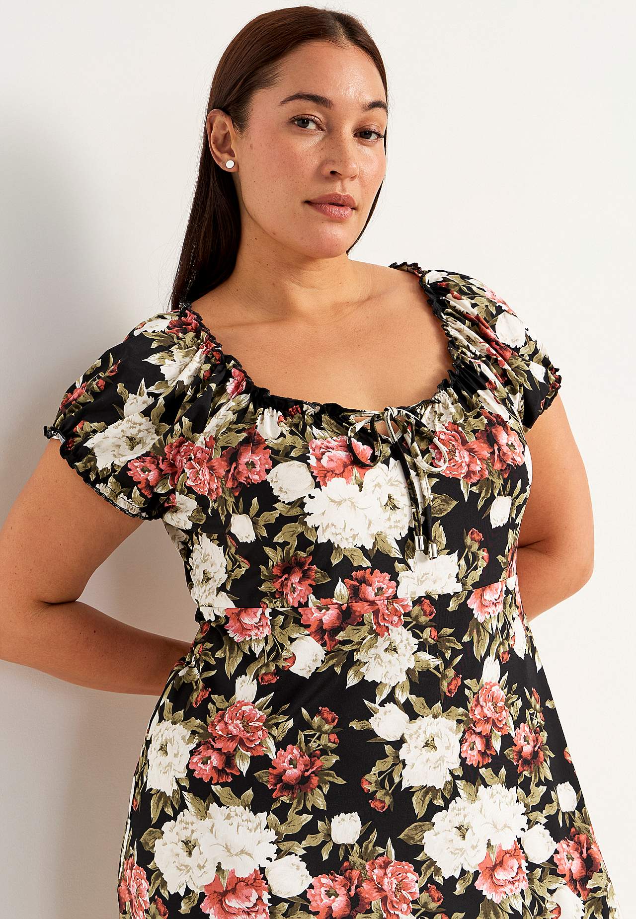 Patterned off-shoulder dress