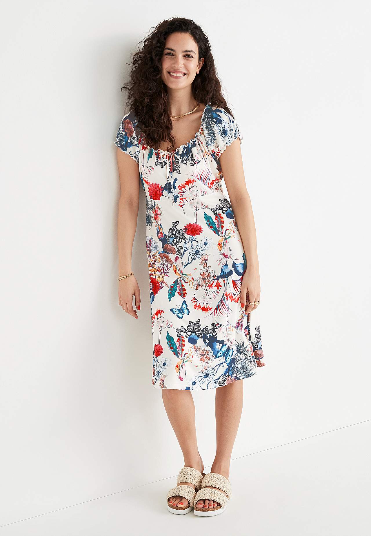 Patterned off-shoulder dress