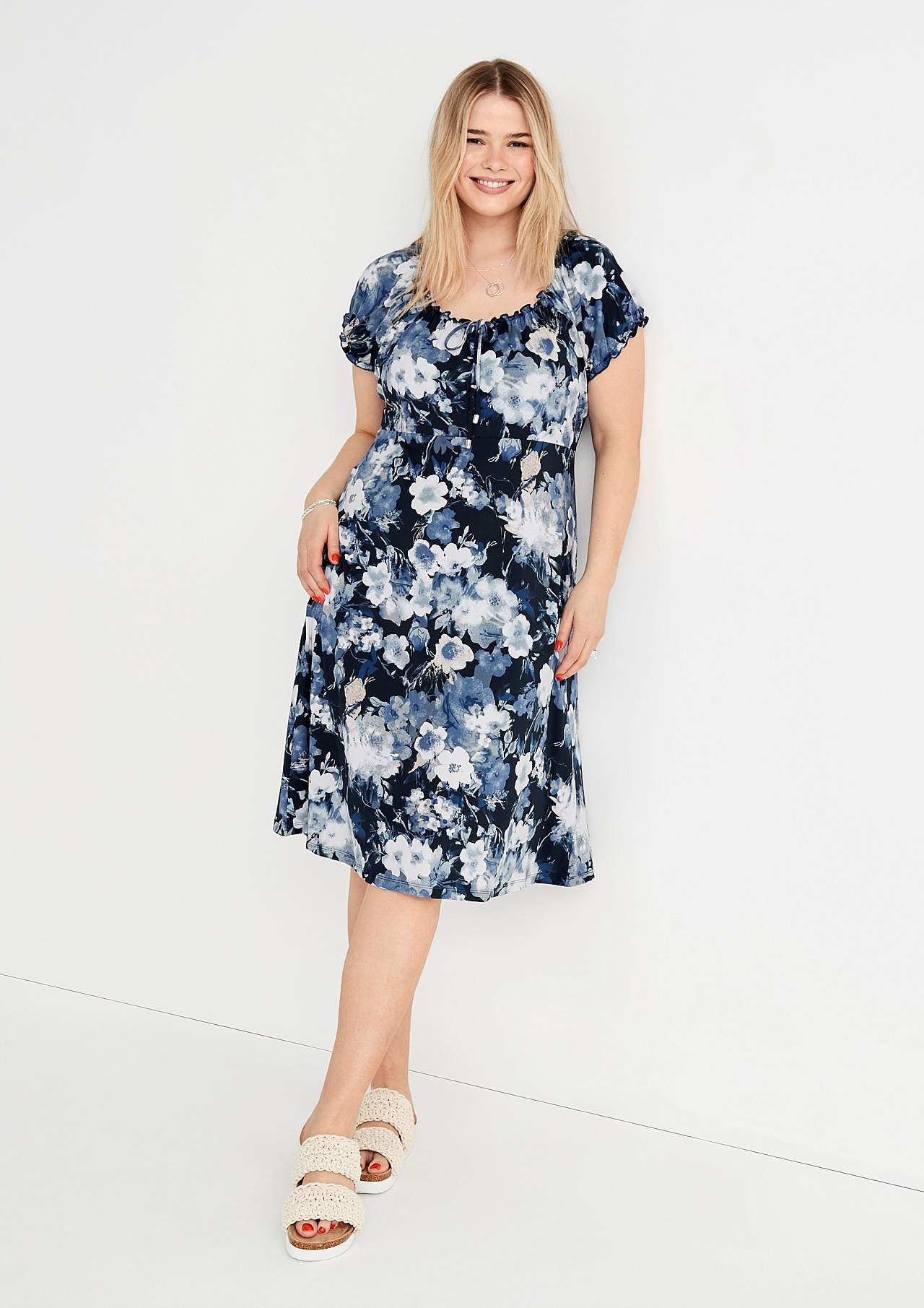 Patterned off-shoulder dress
