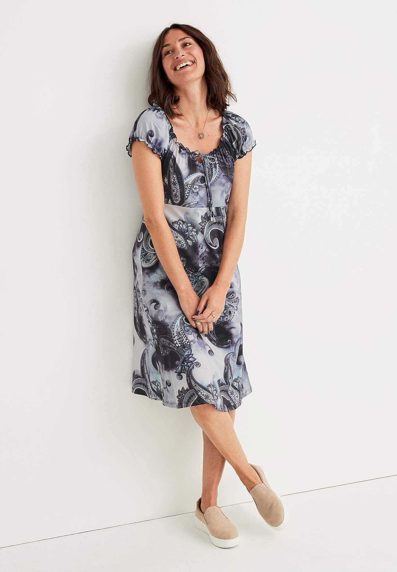 Patterned off-shoulder dress