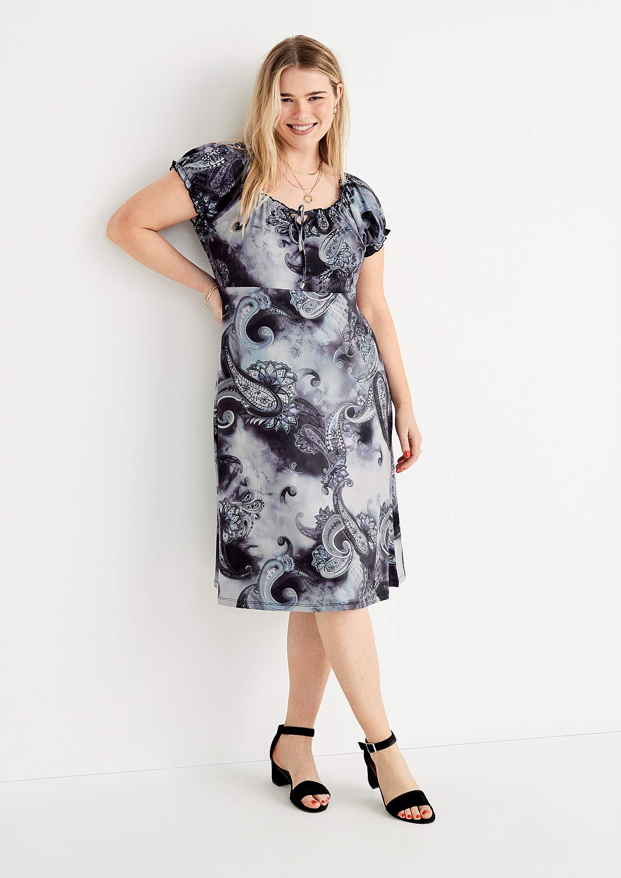 Patterned off-shoulder dress