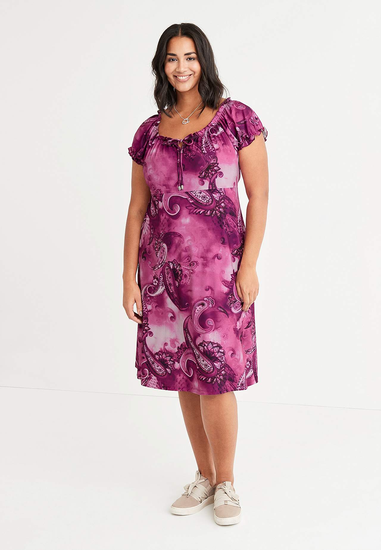 Patterned off-shoulder dress