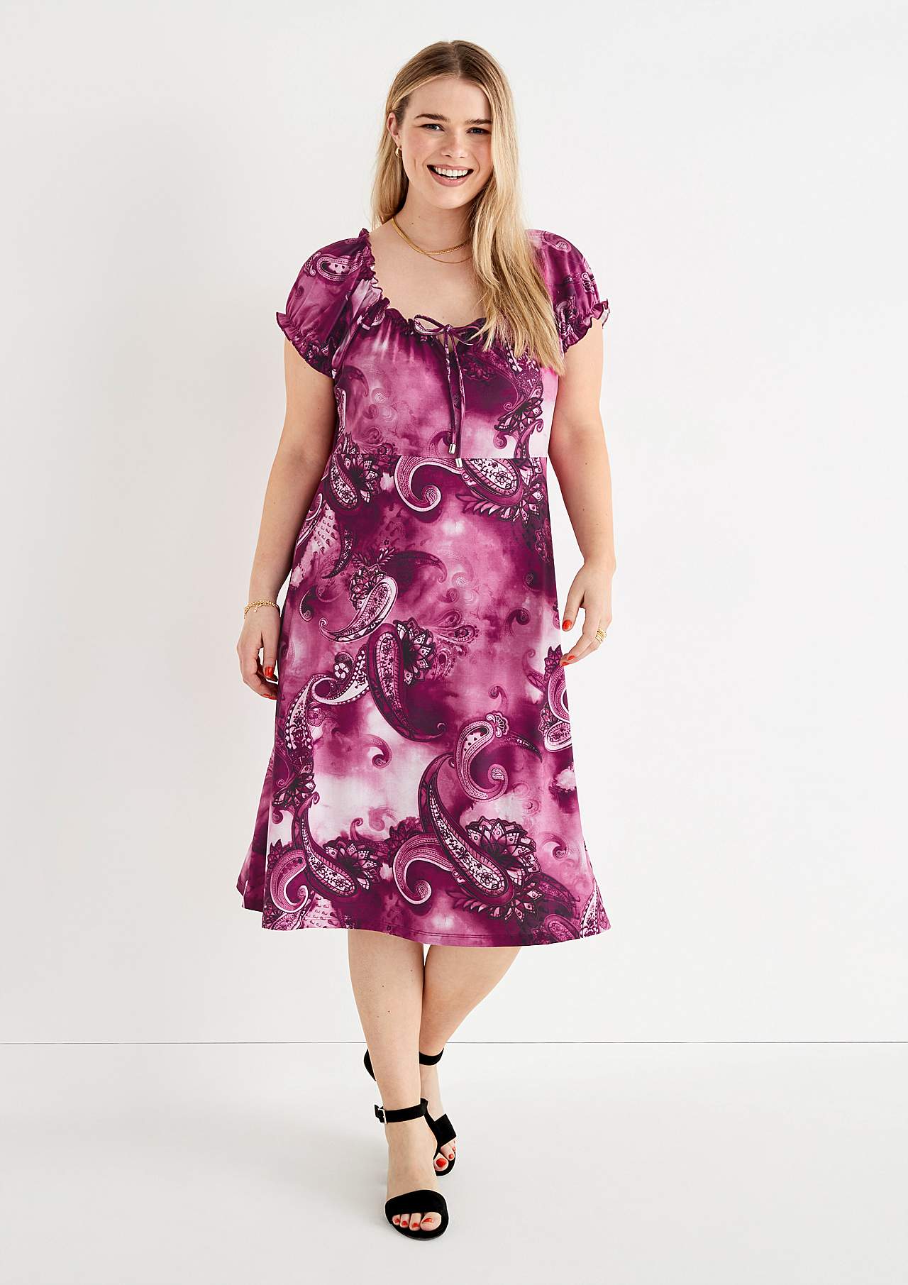 Patterned off-shoulder dress