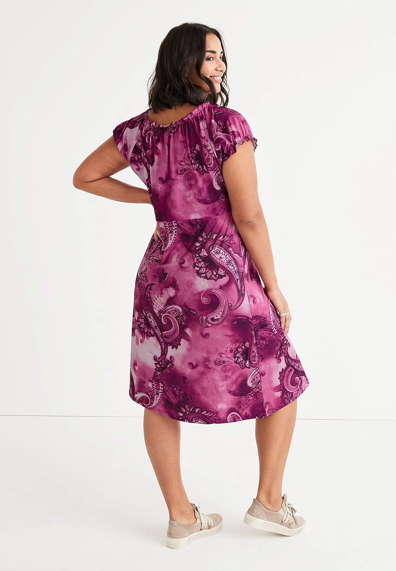 Patterned off-shoulder dress