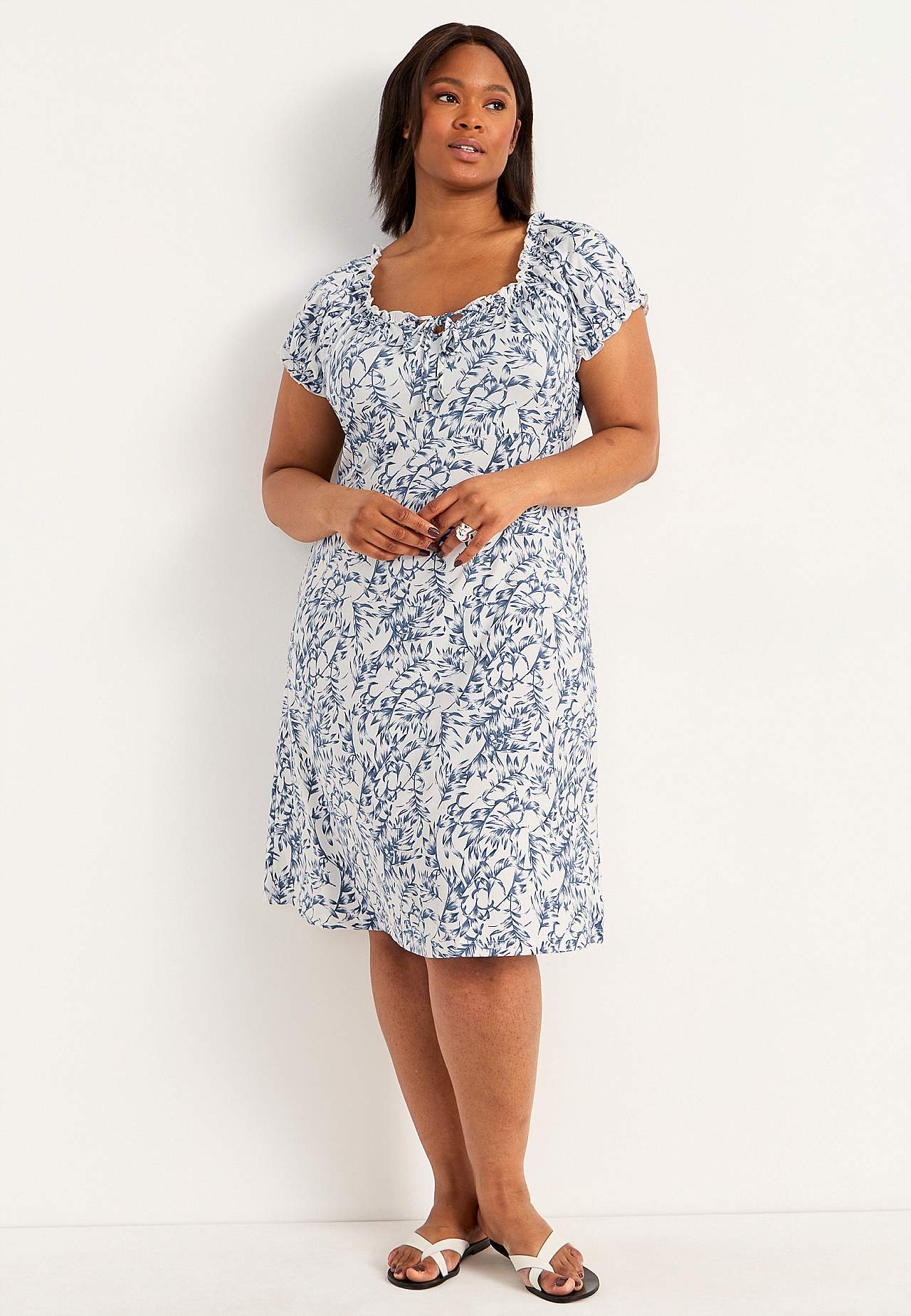 Patterned off-shoulder dress