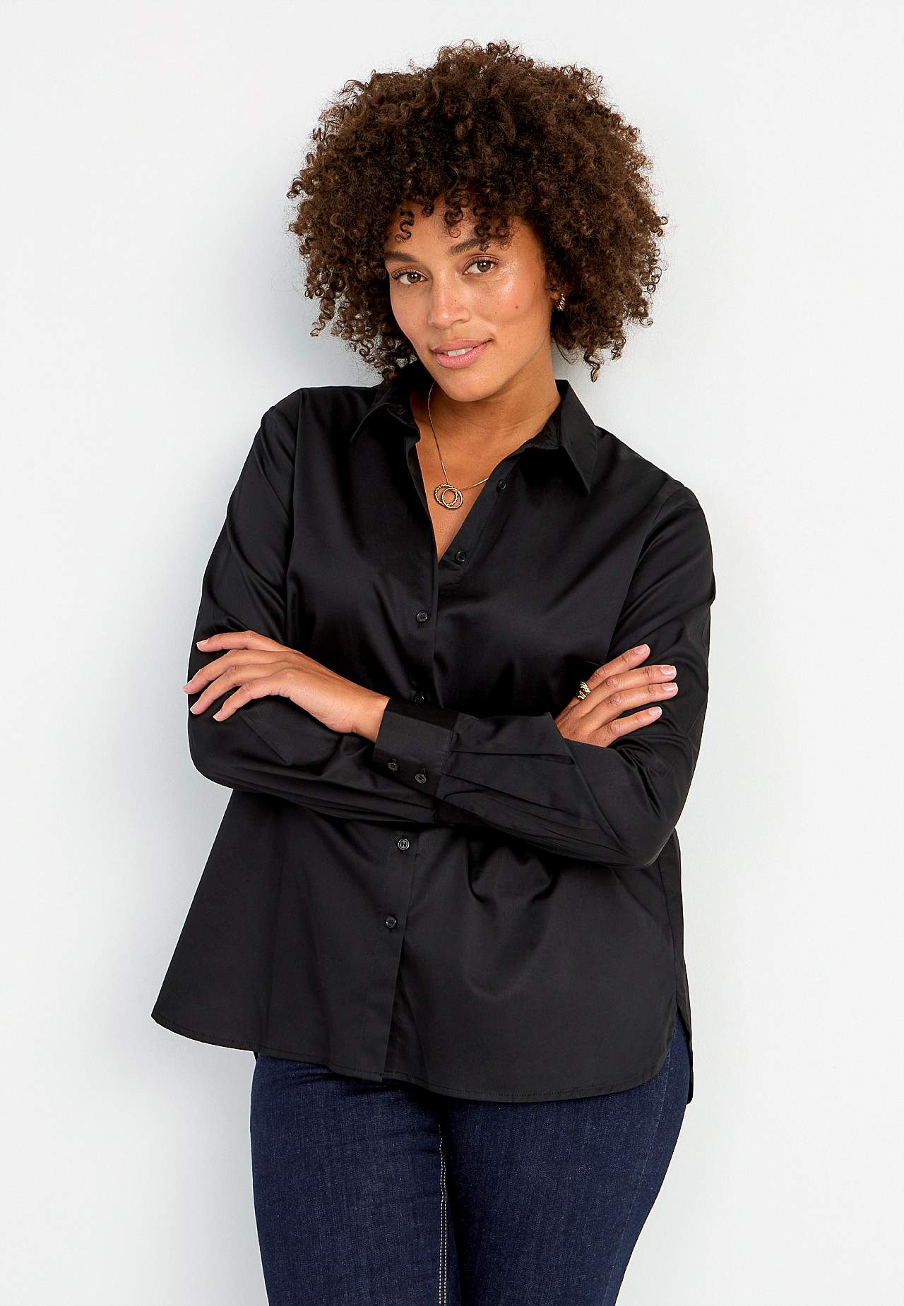 Shirt in cotton satin