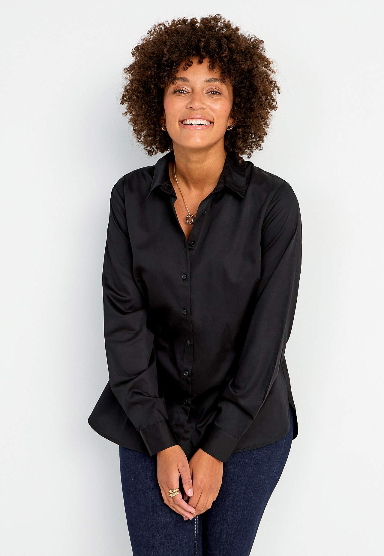 Shirt in cotton satin