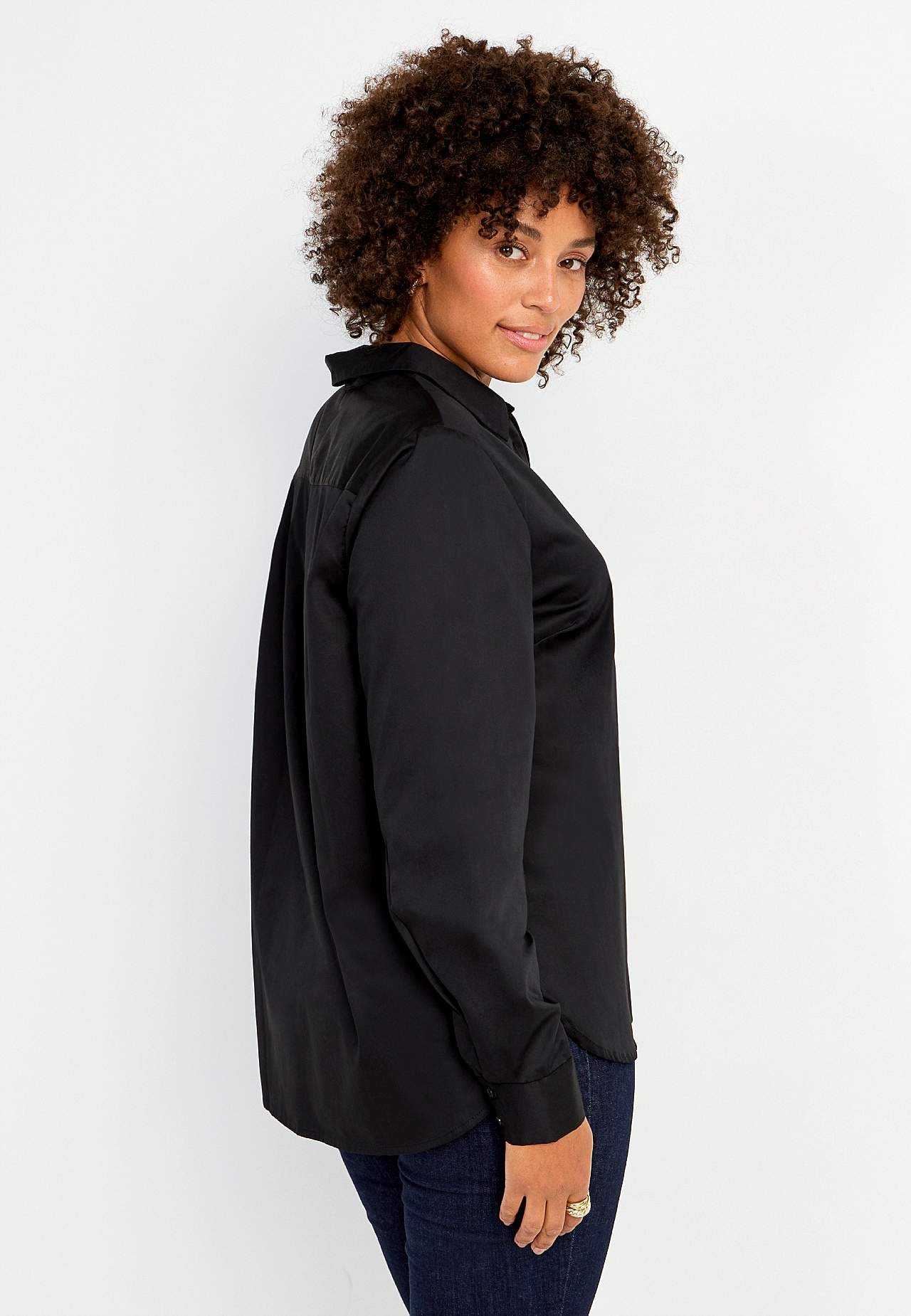 Shirt in cotton satin
