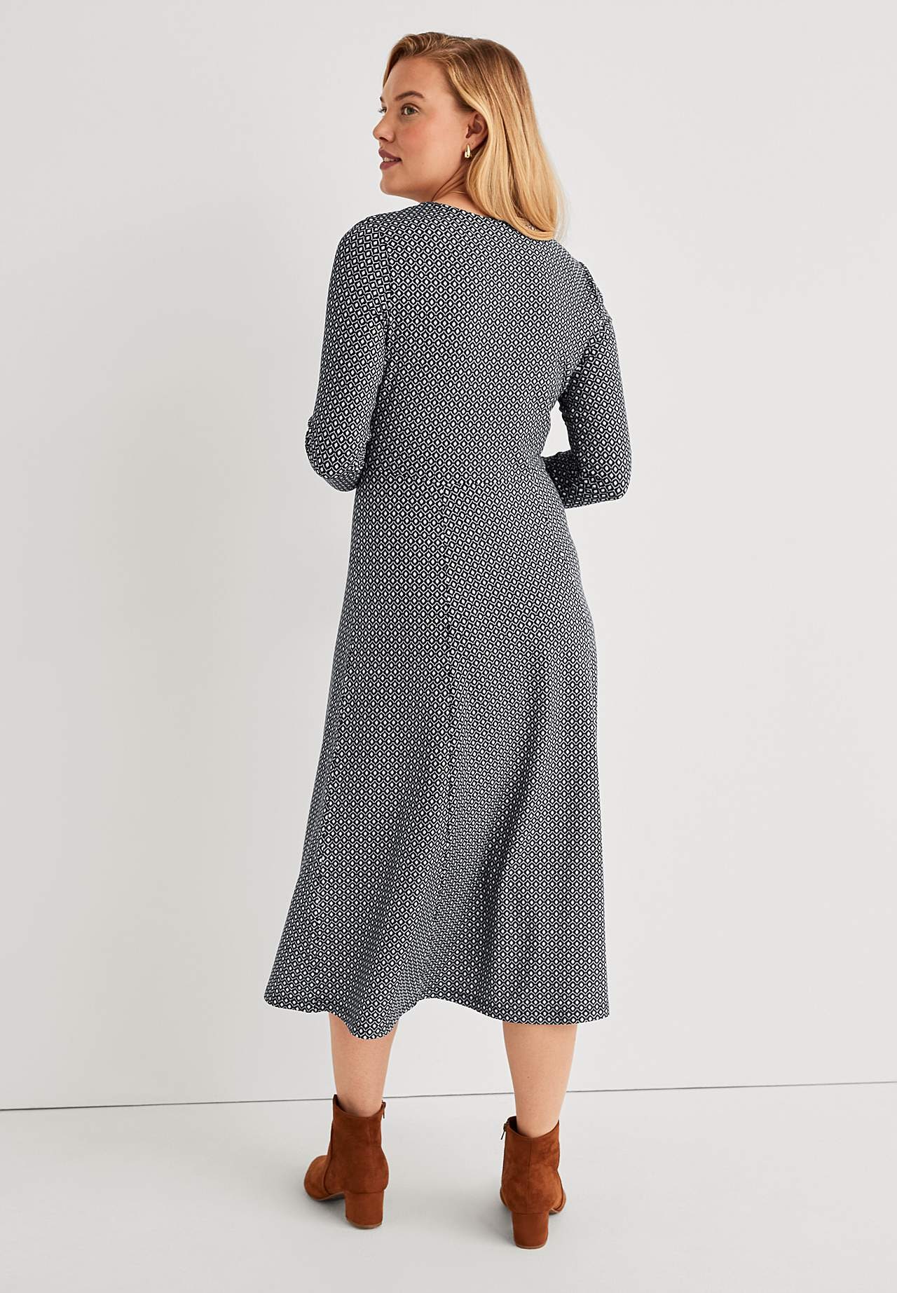 Patterned wrap front dress in jersey Elina