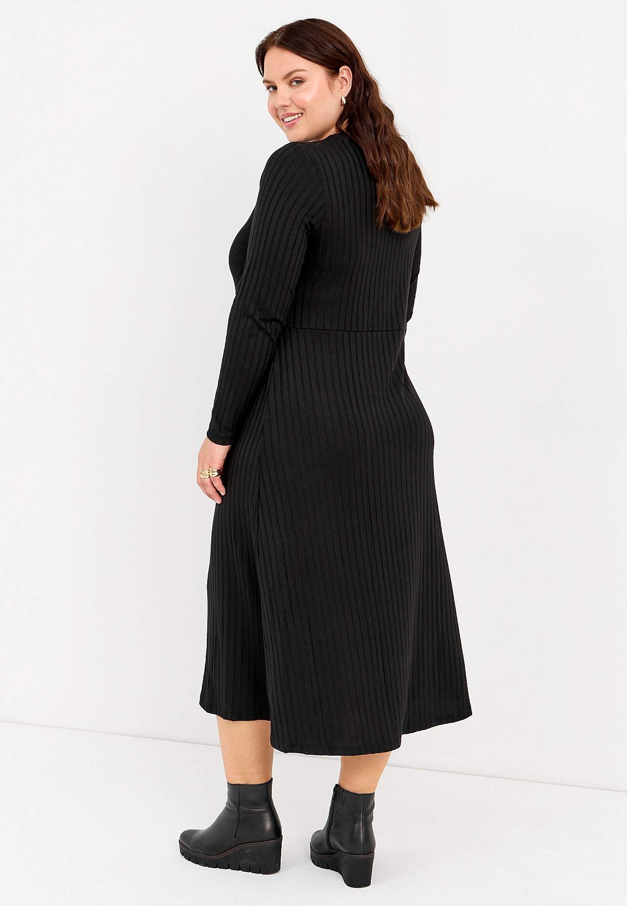 Long, rib-knit jersey dress