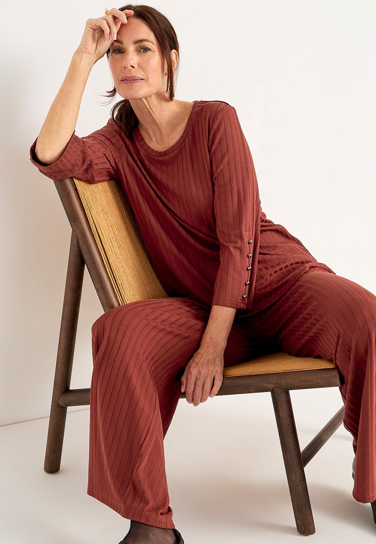 Trousers in ribbed jersey