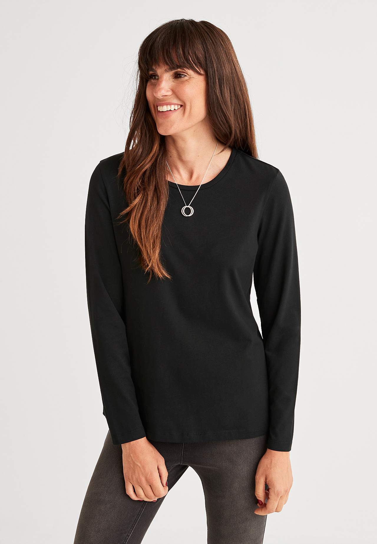Long-sleeved jersey top in organic cotton
