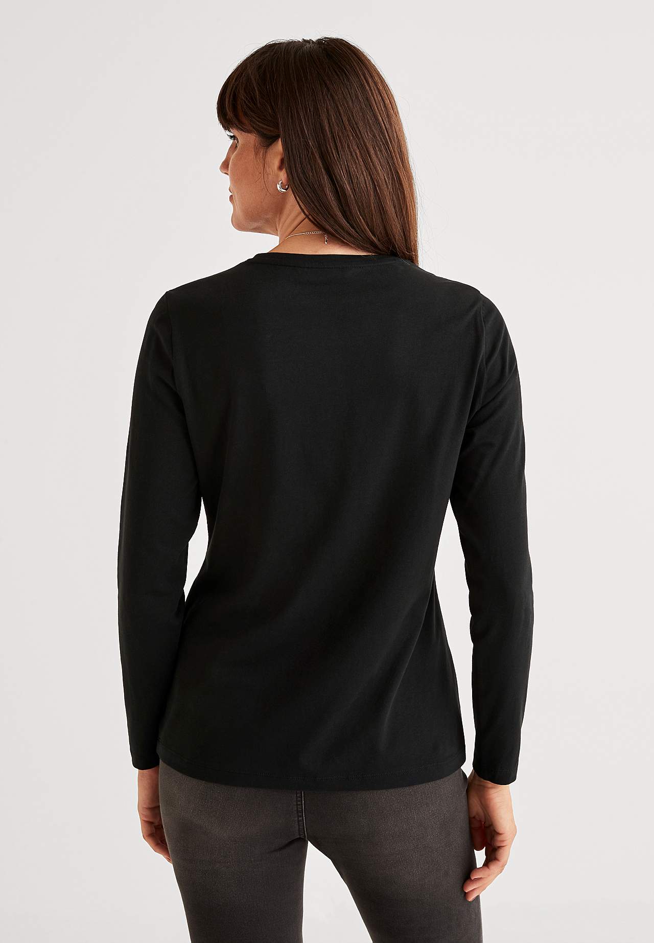 Long-sleeved jersey top in organic cotton