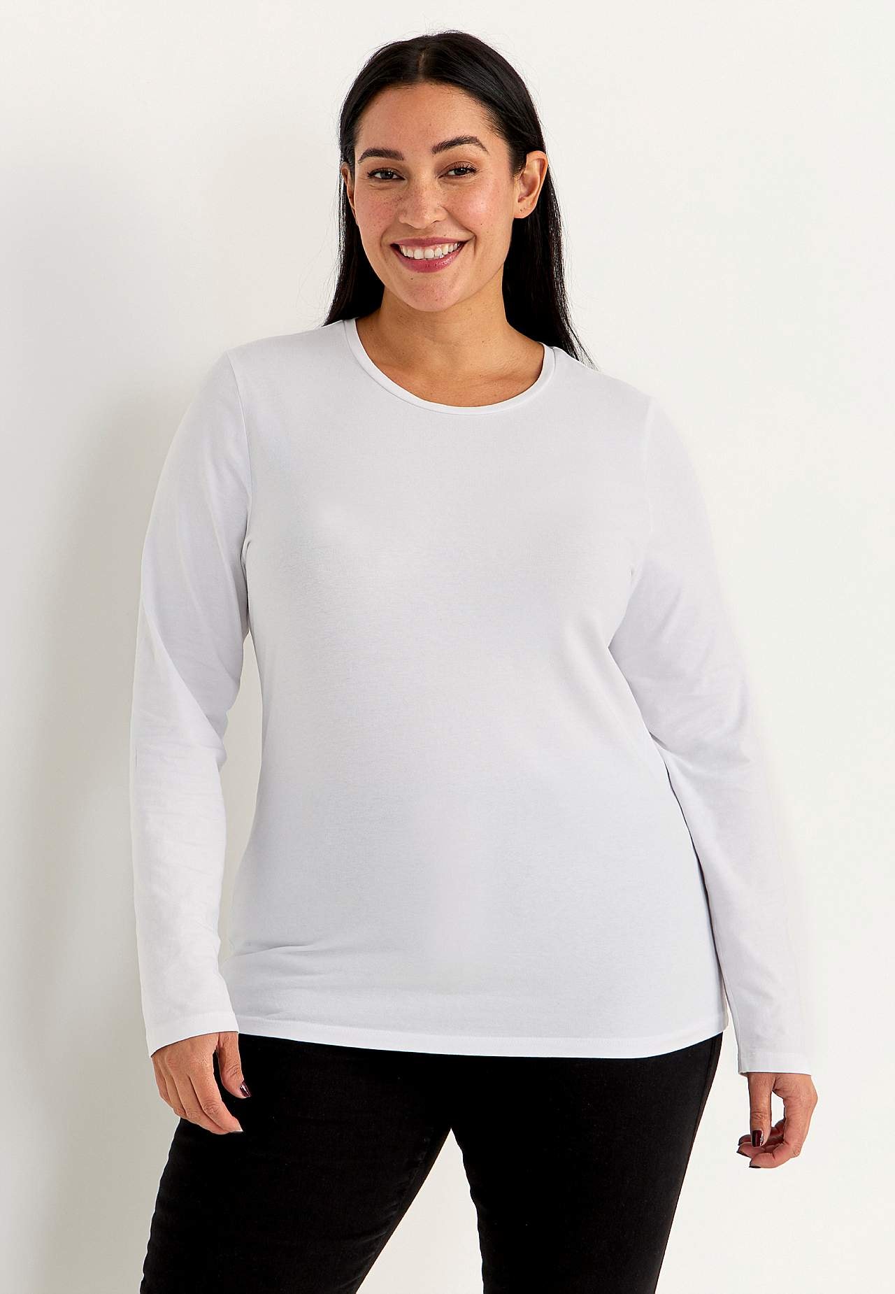 Long-sleeved jersey top in organic cotton