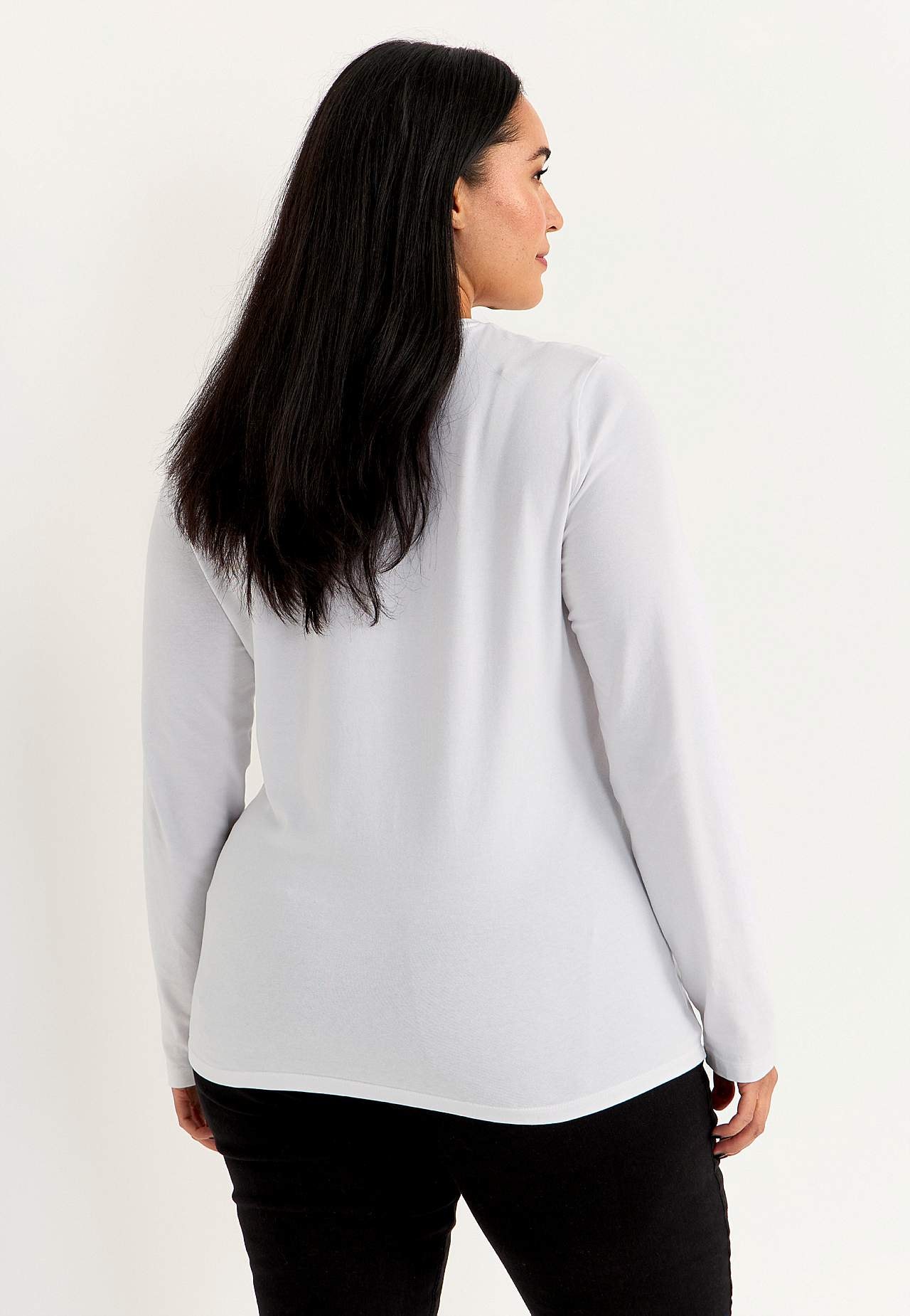 Long-sleeved jersey top in organic cotton