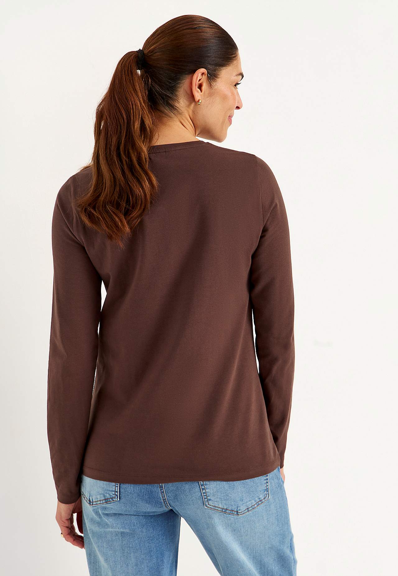 Long-sleeved jersey top in organic cotton