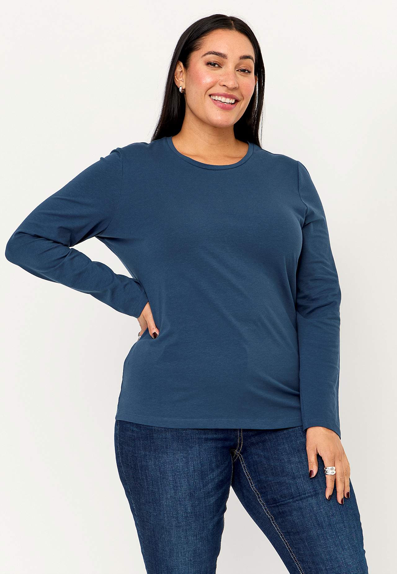 Long-sleeved jersey top in organic cotton
