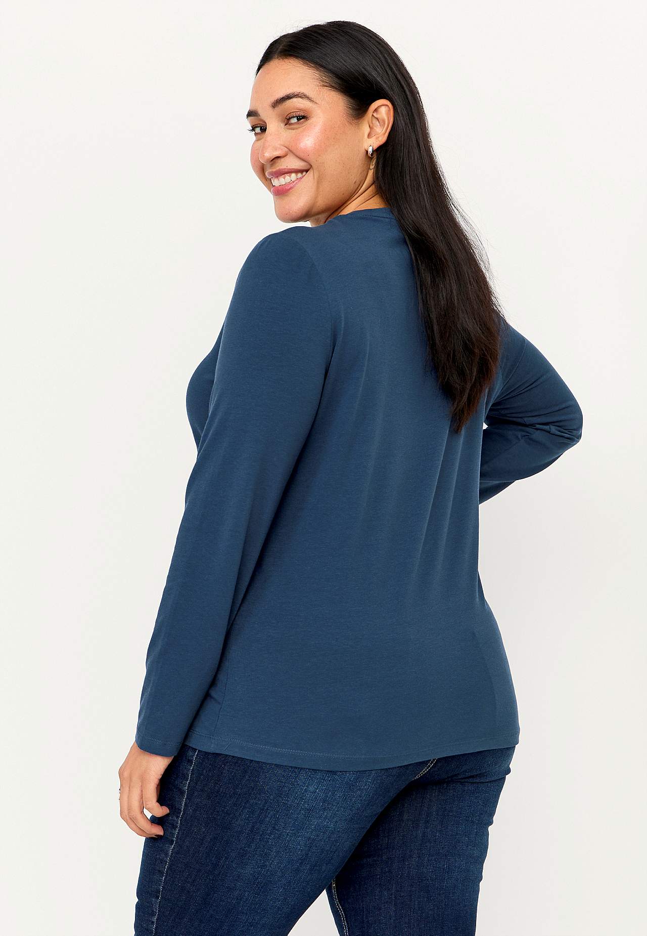 Long-sleeved jersey top in organic cotton