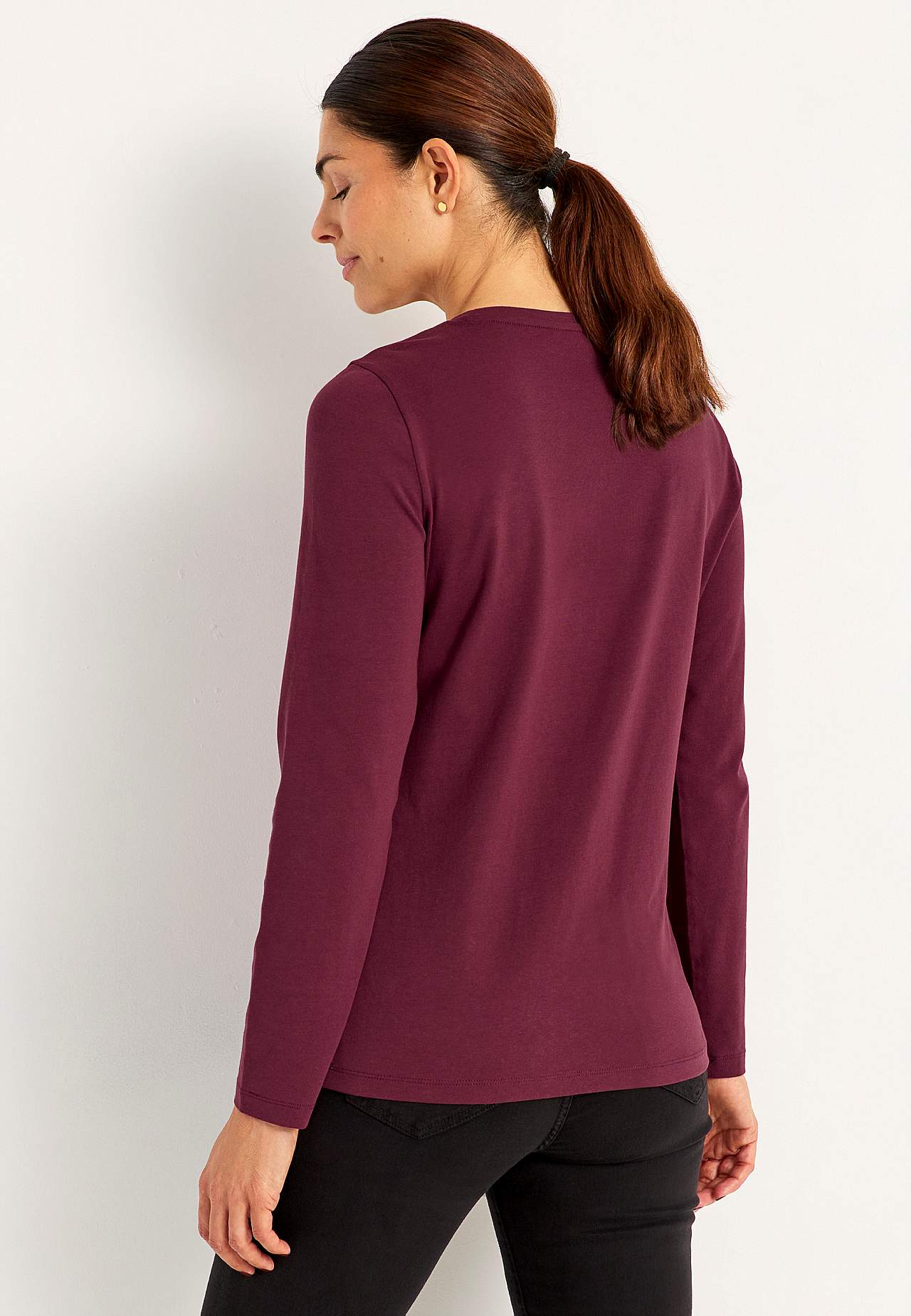 Long-sleeved jersey top in organic cotton