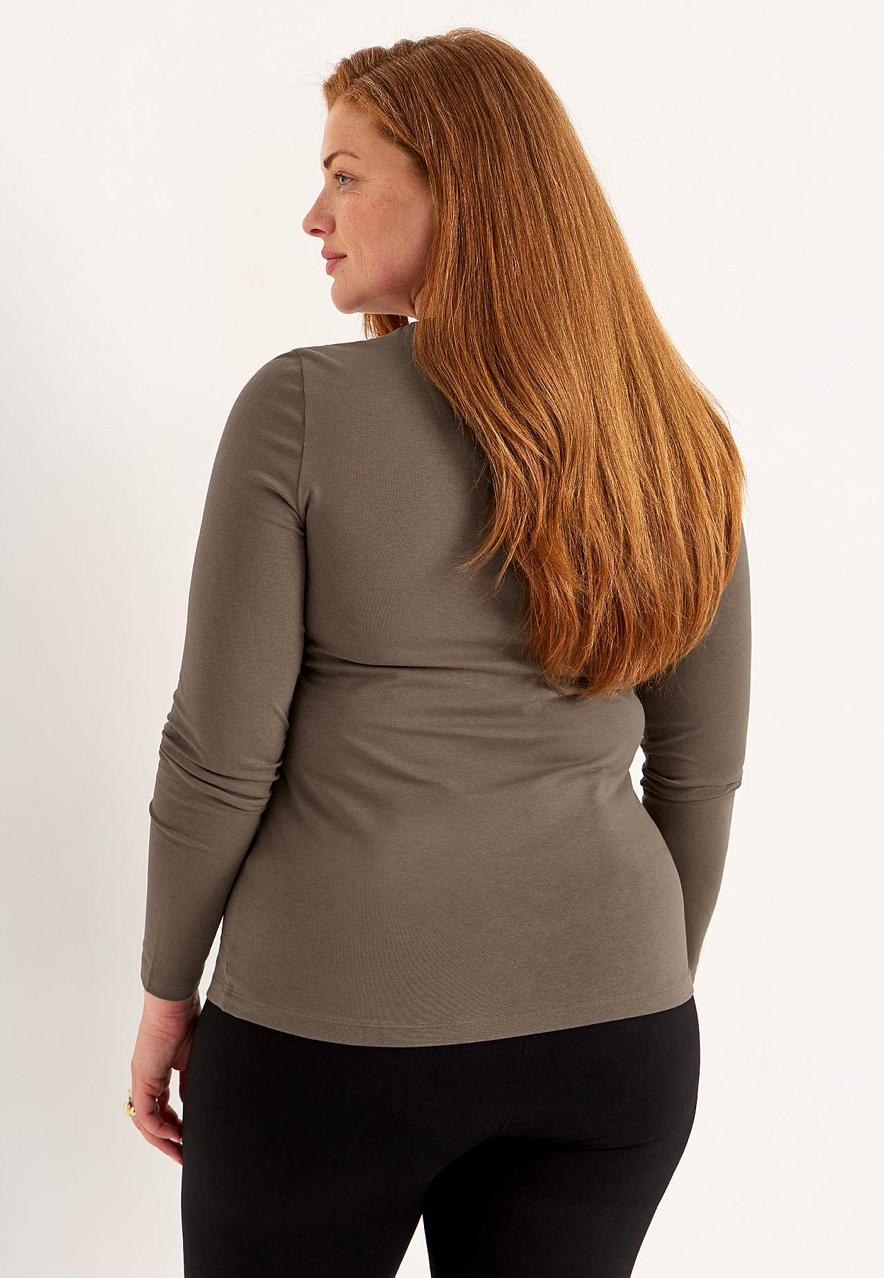 Long-sleeved jersey top in organic cotton