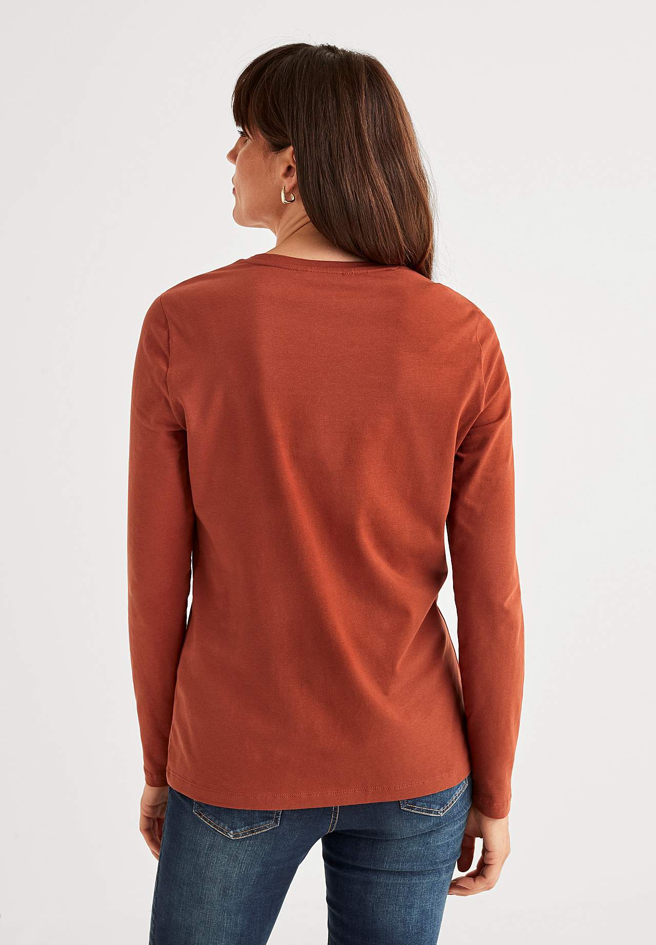 Long-sleeved jersey top in organic cotton