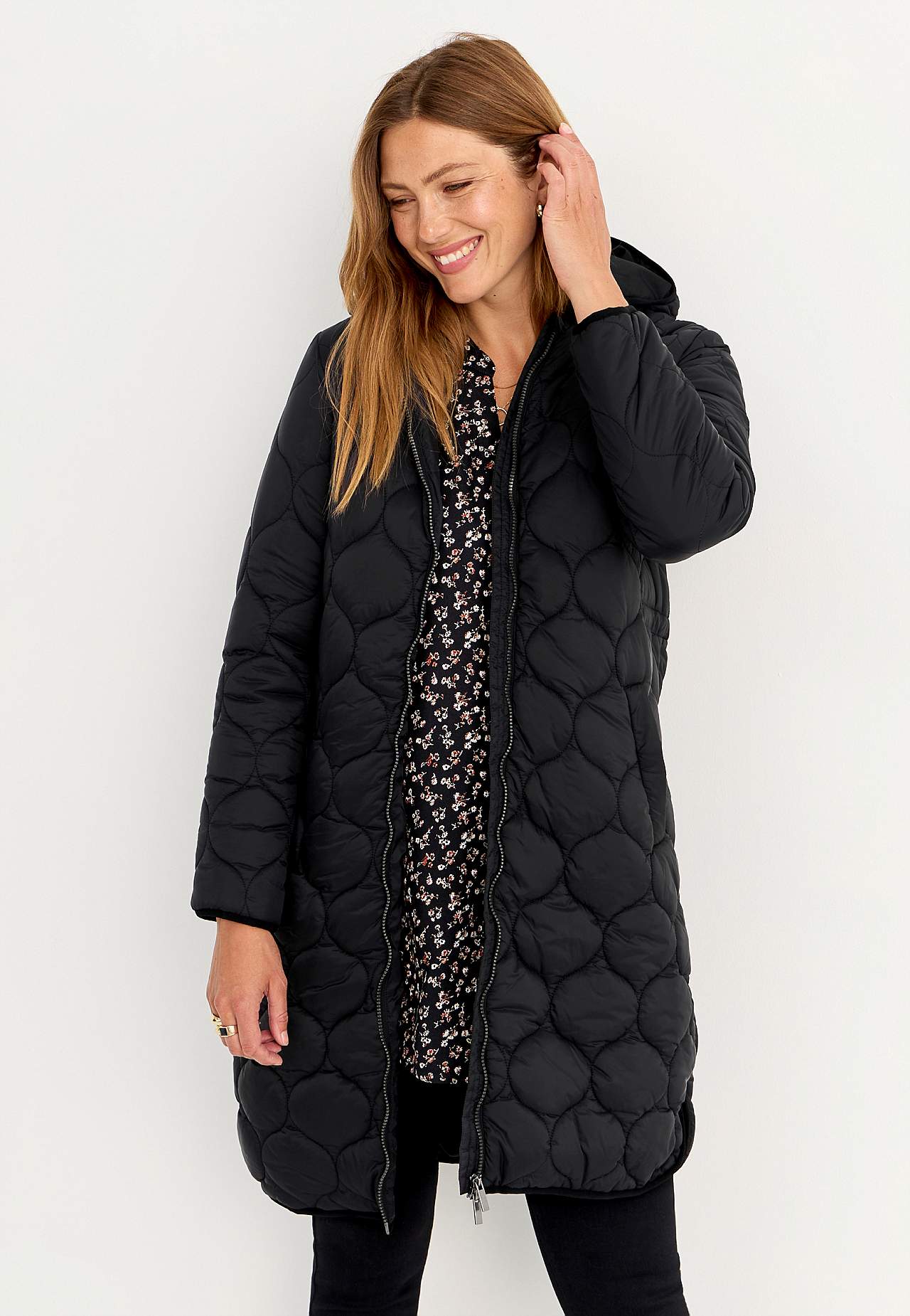 Quilted coat with hood