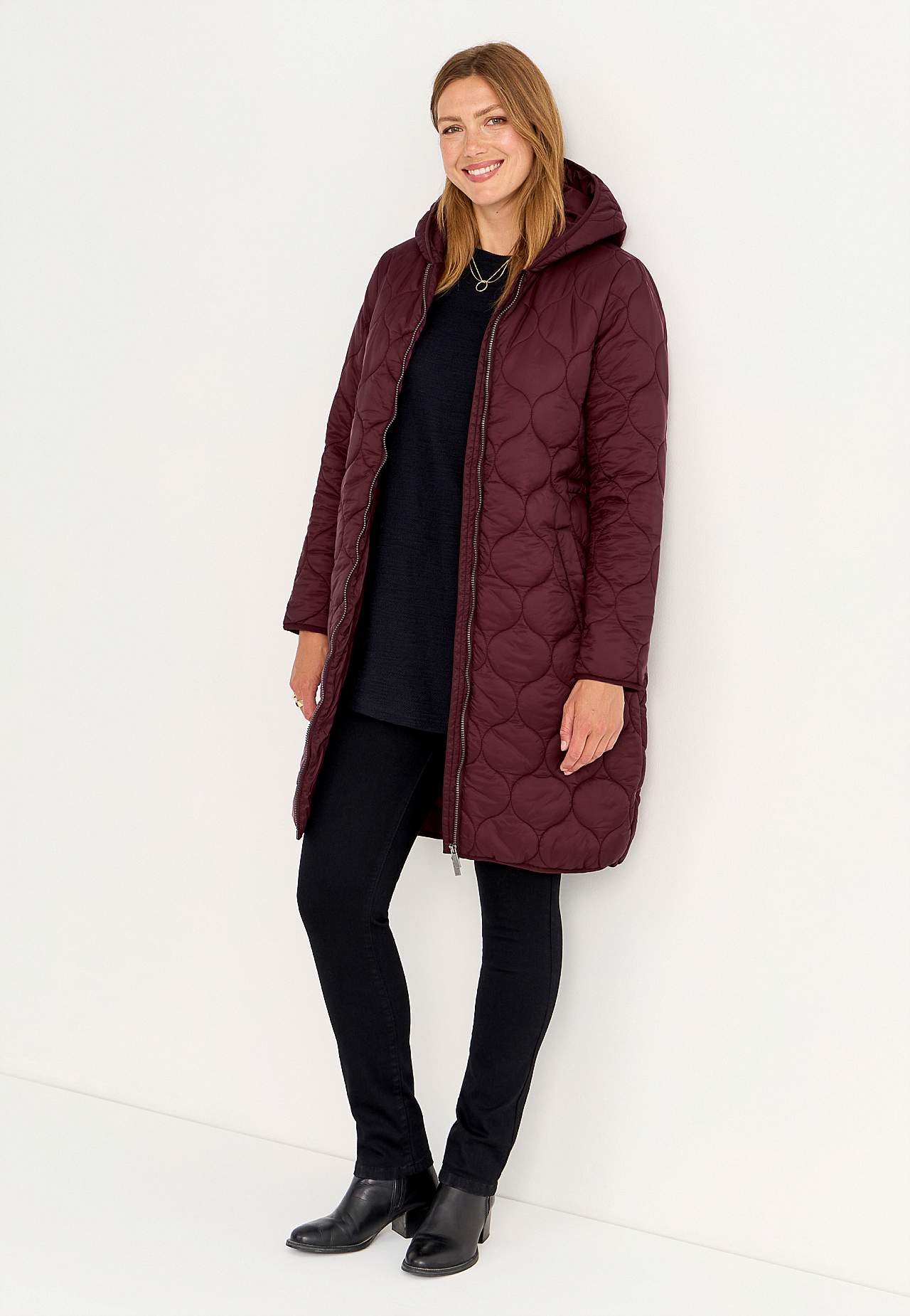 Quilted coat with hood