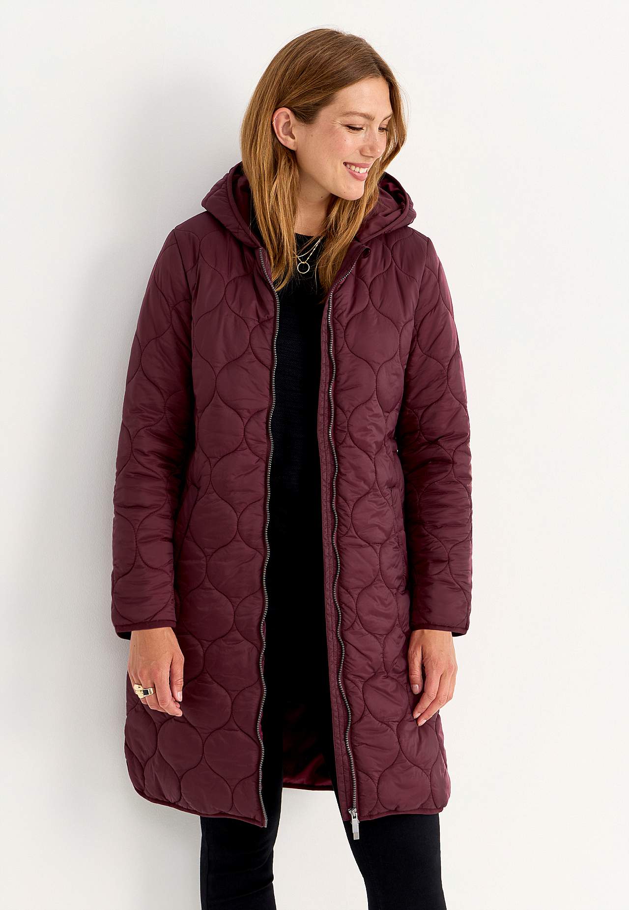 Quilted coat with hood