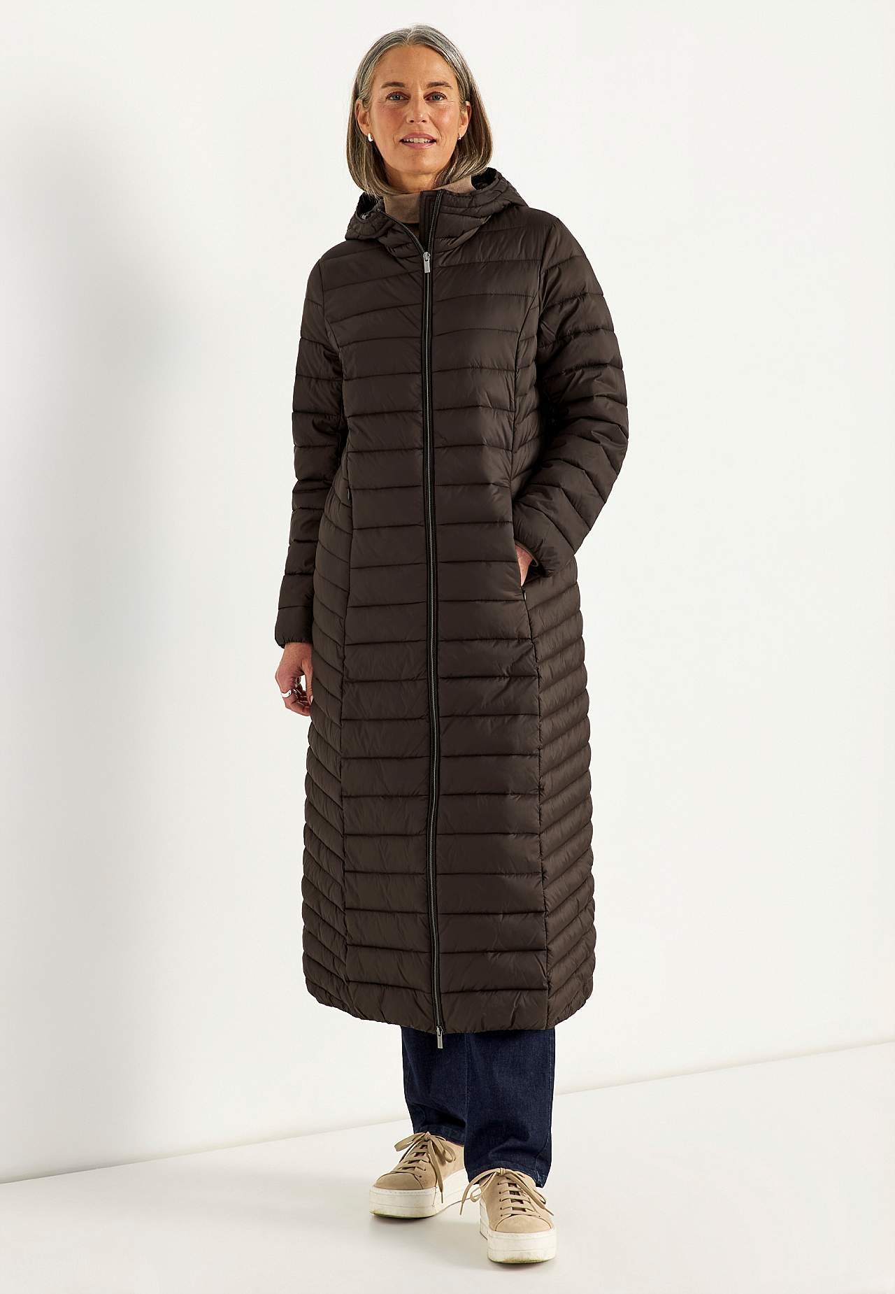 Long lightweight puffer coat