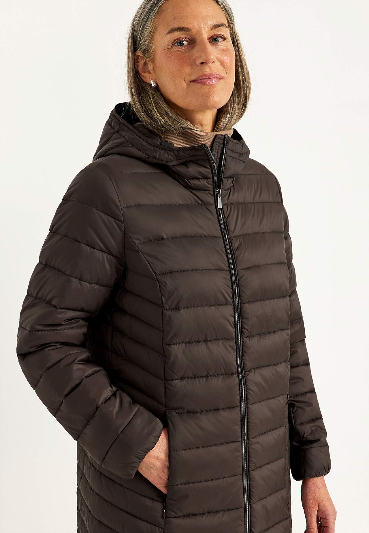 Long lightweight puffer coat
