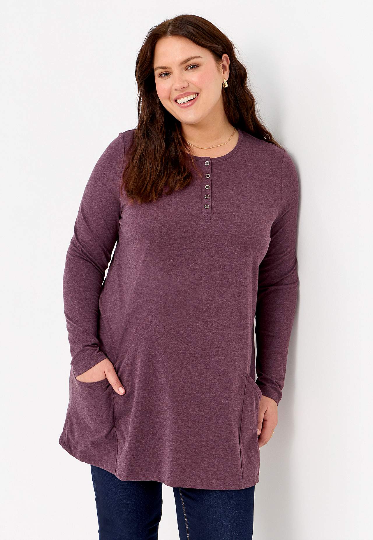 Long-sleeved jersey tuniq with pockets Hilda