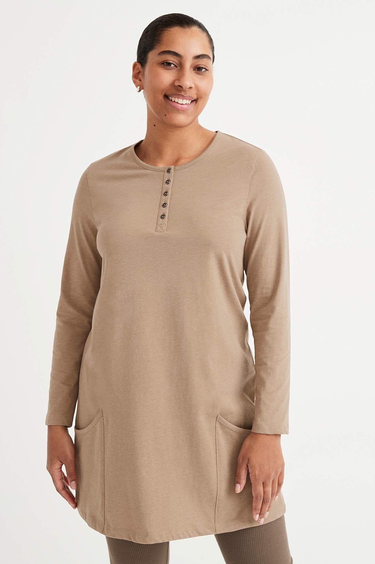 Long-sleeved jersey tuniq with pockets Hilda