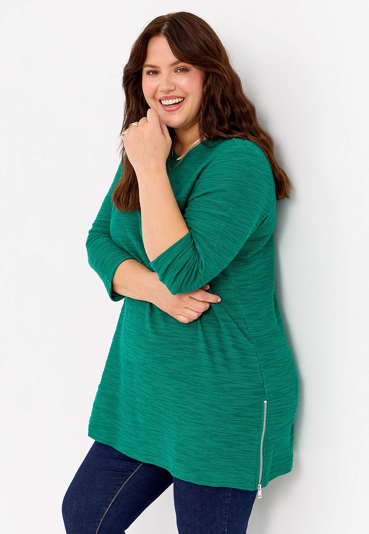Soft tunic with 3/4 length sleeves