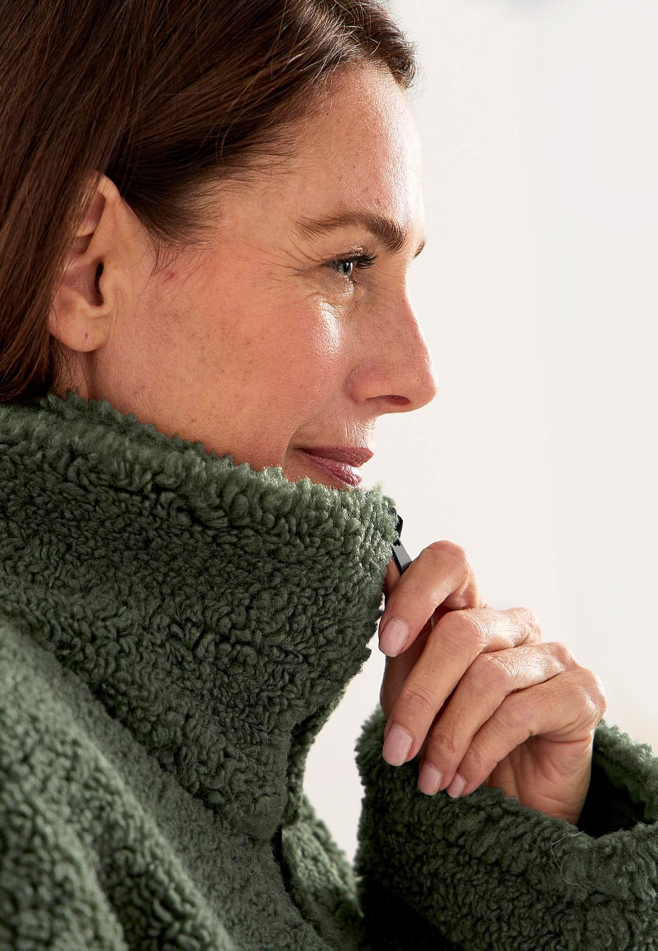 Pile jacket with high collar
