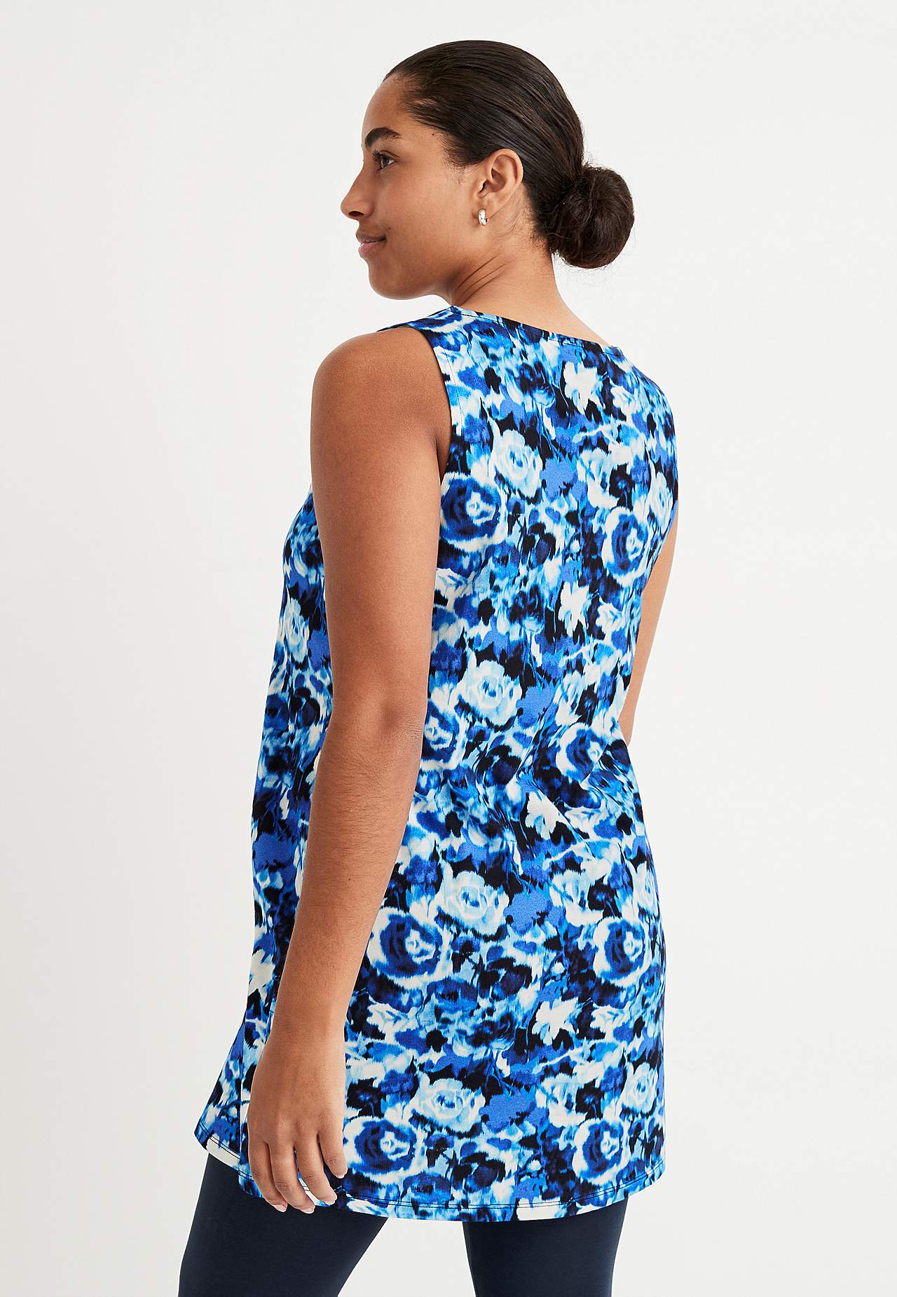 Sleeveless, patterned jersey tuniq