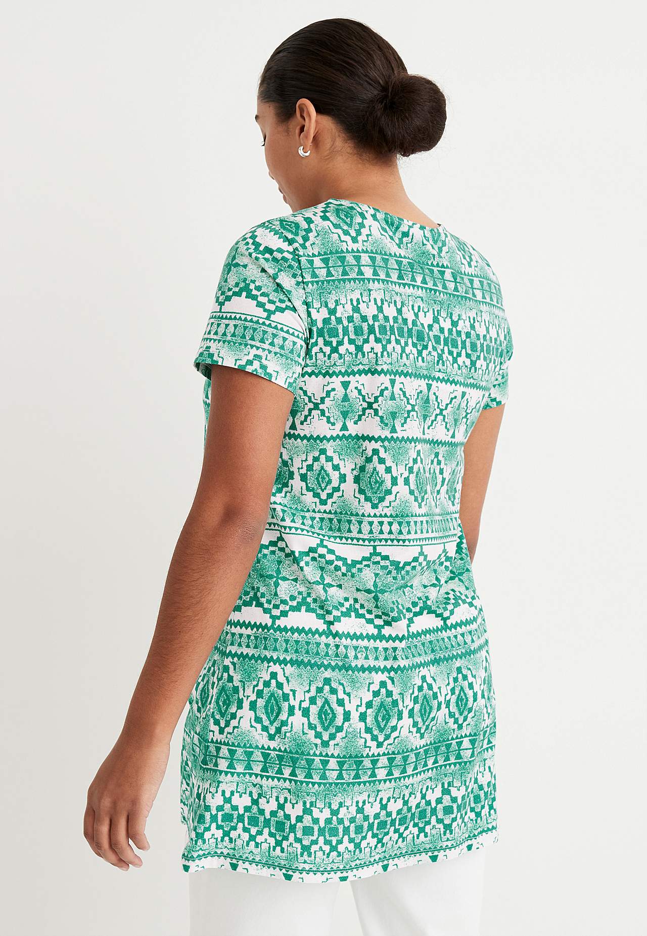 Short-sleeved, patterned jersey tuniq Clara