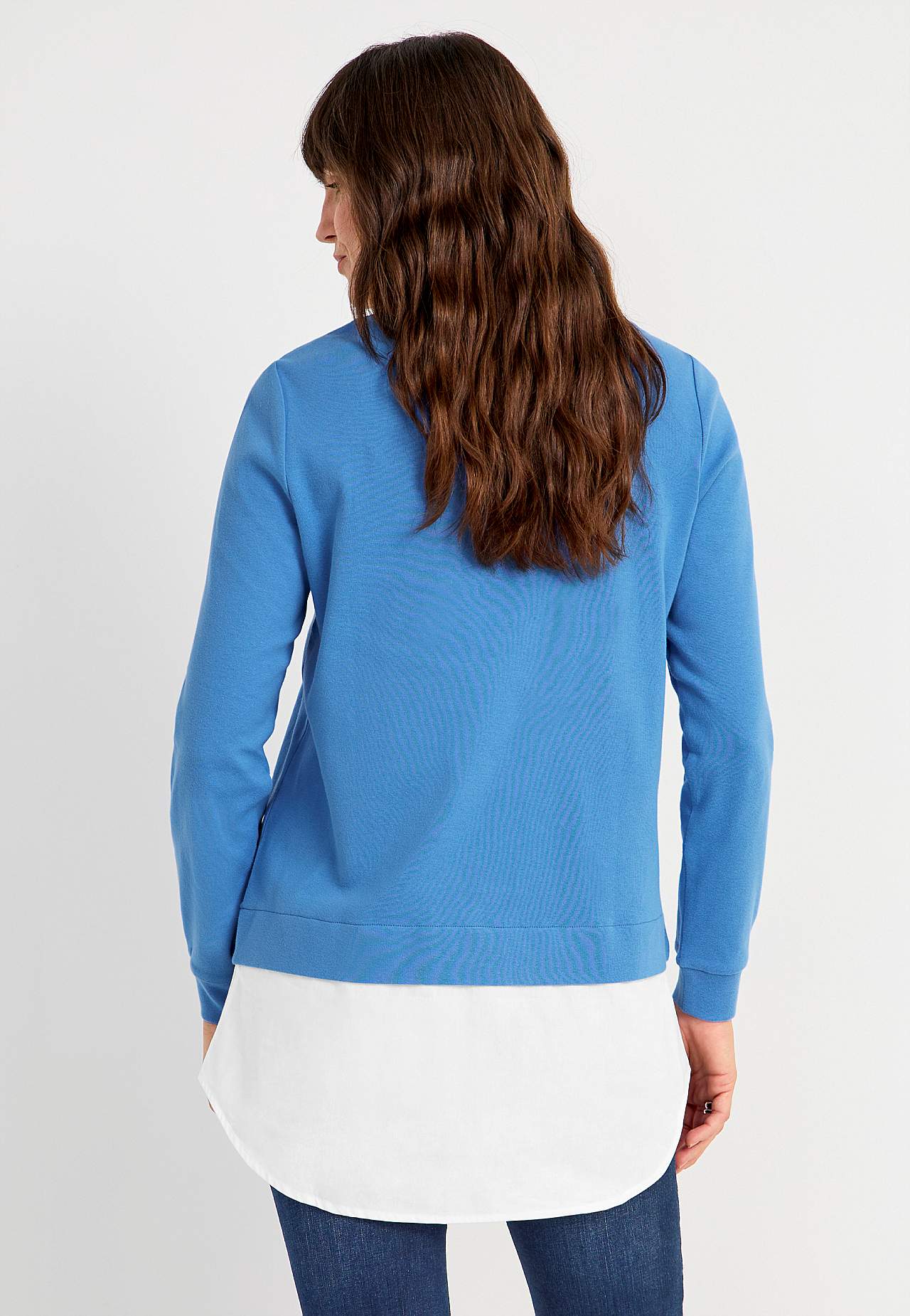 Jersey top with sewn shirt collar