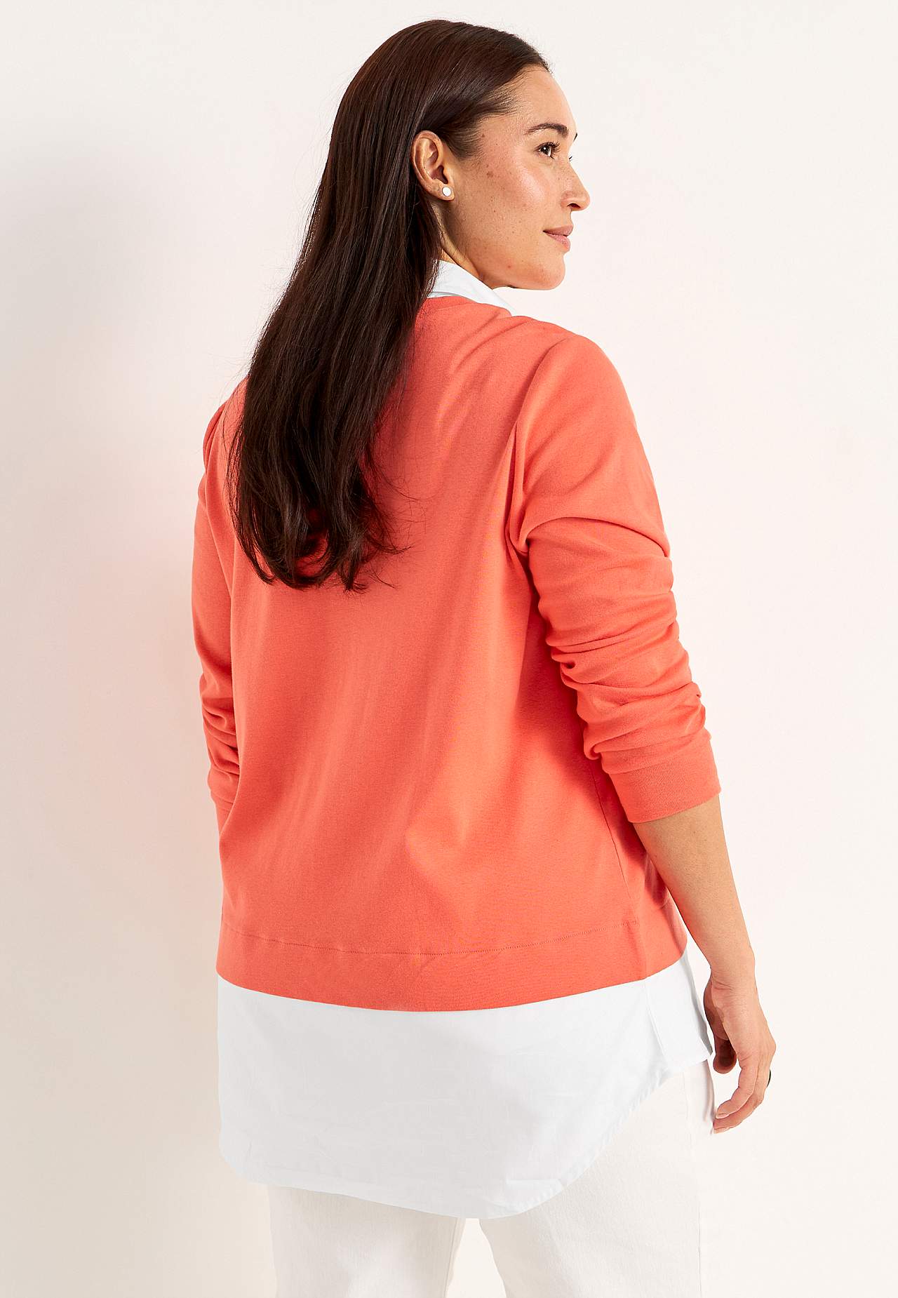 Jersey top with sewn shirt collar