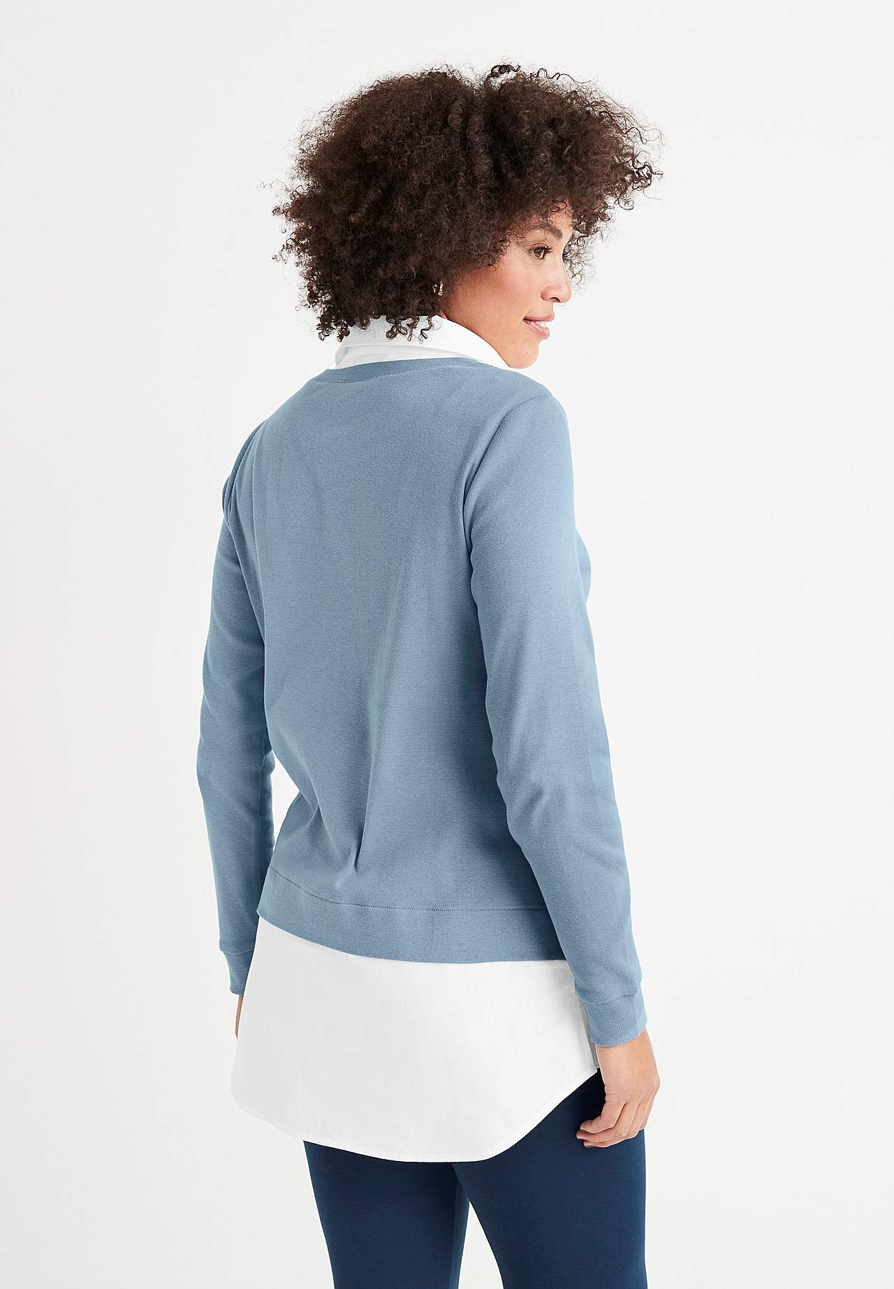 Jersey top with sewn shirt collar