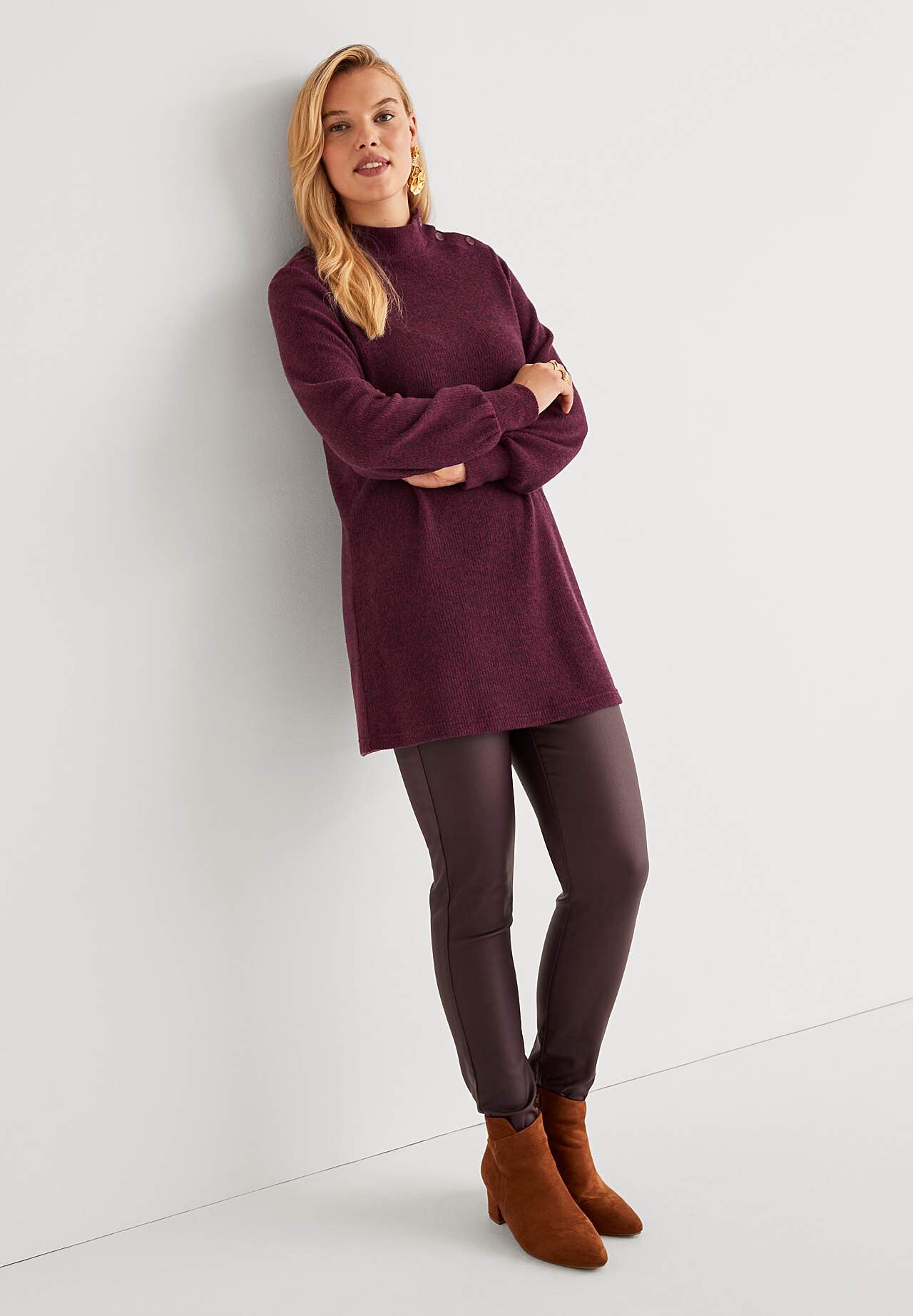 Soft tunic with turtleneck