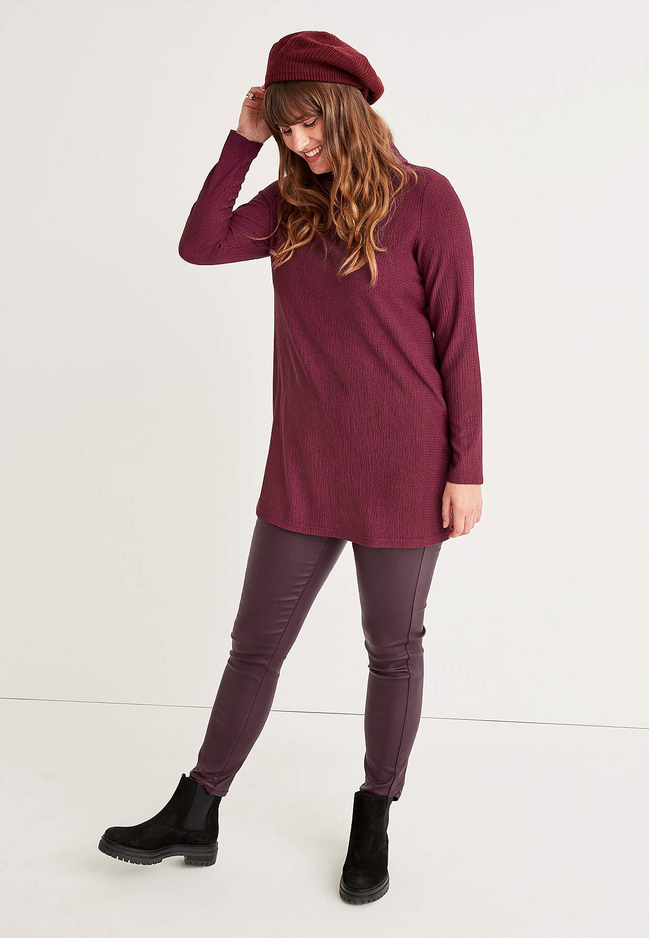 Jersey tuniq with half turtlneck and long sleeves Linda