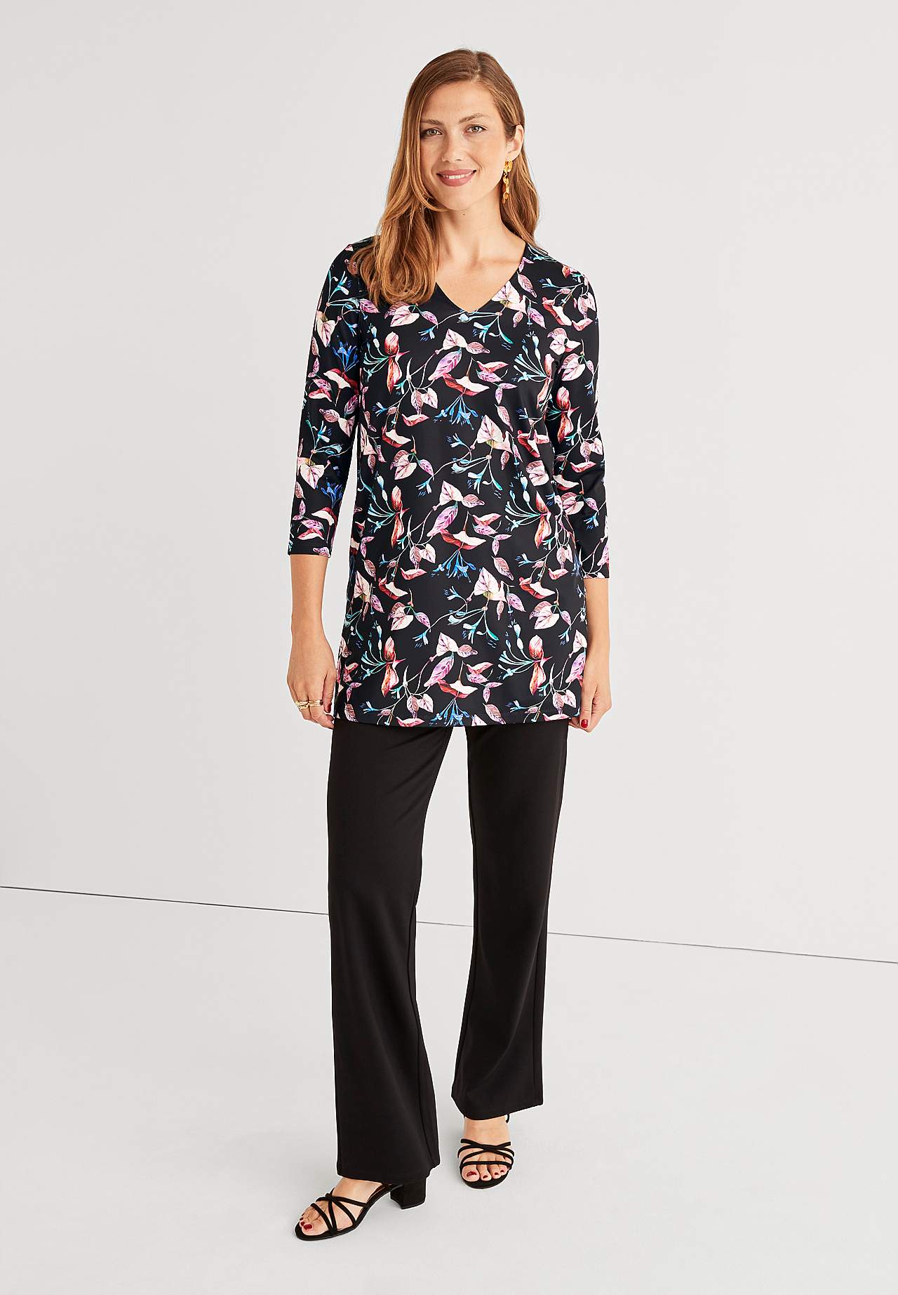 Jersey tuniq with floral pattern