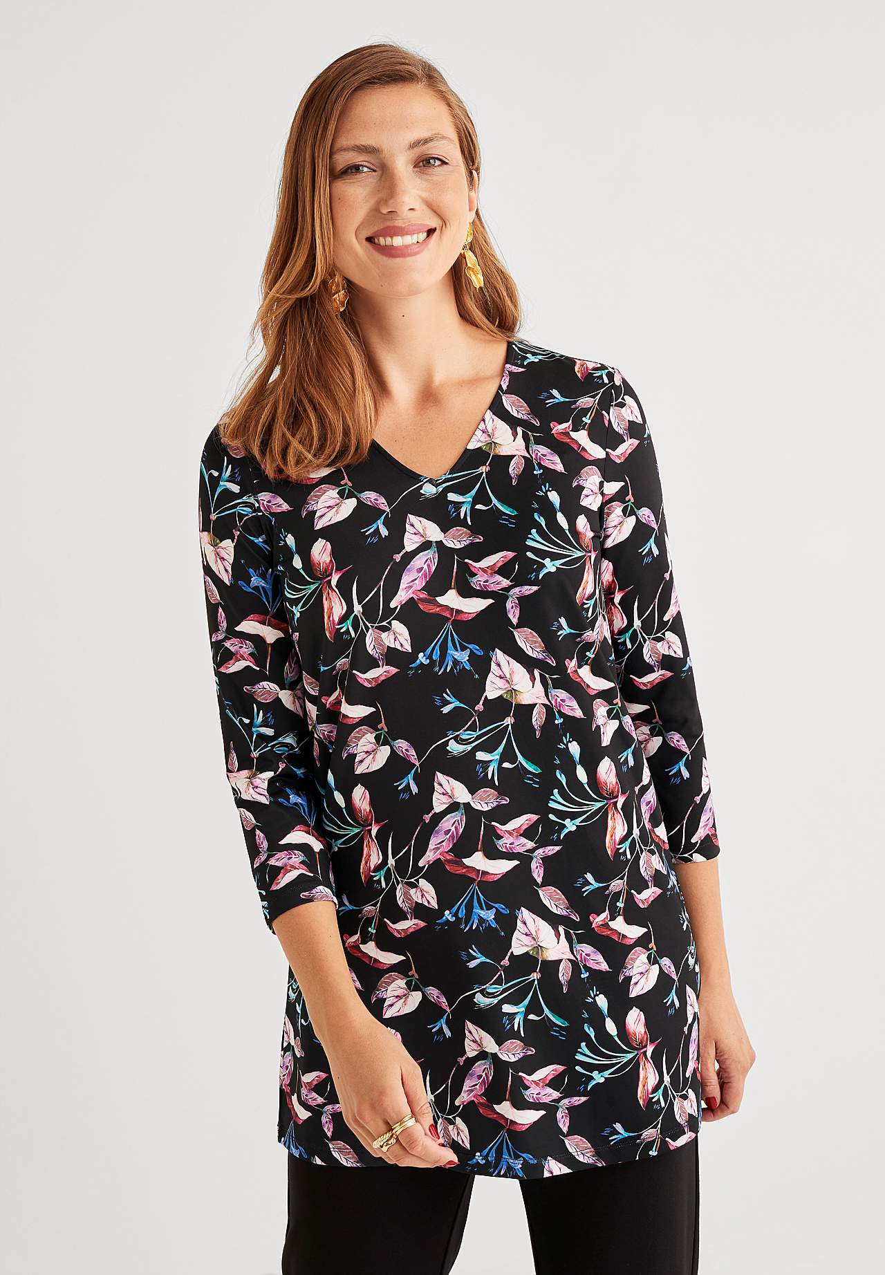 Jersey tuniq with floral pattern