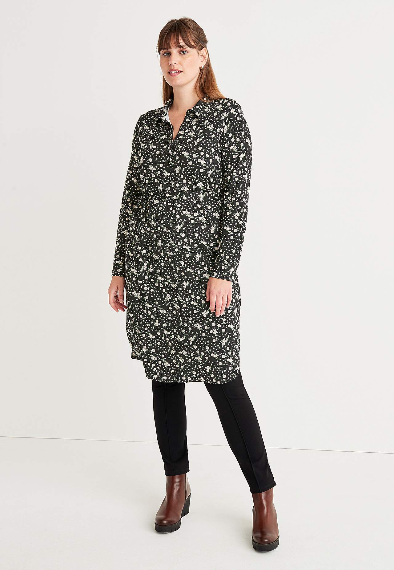 Patterned shirt dress